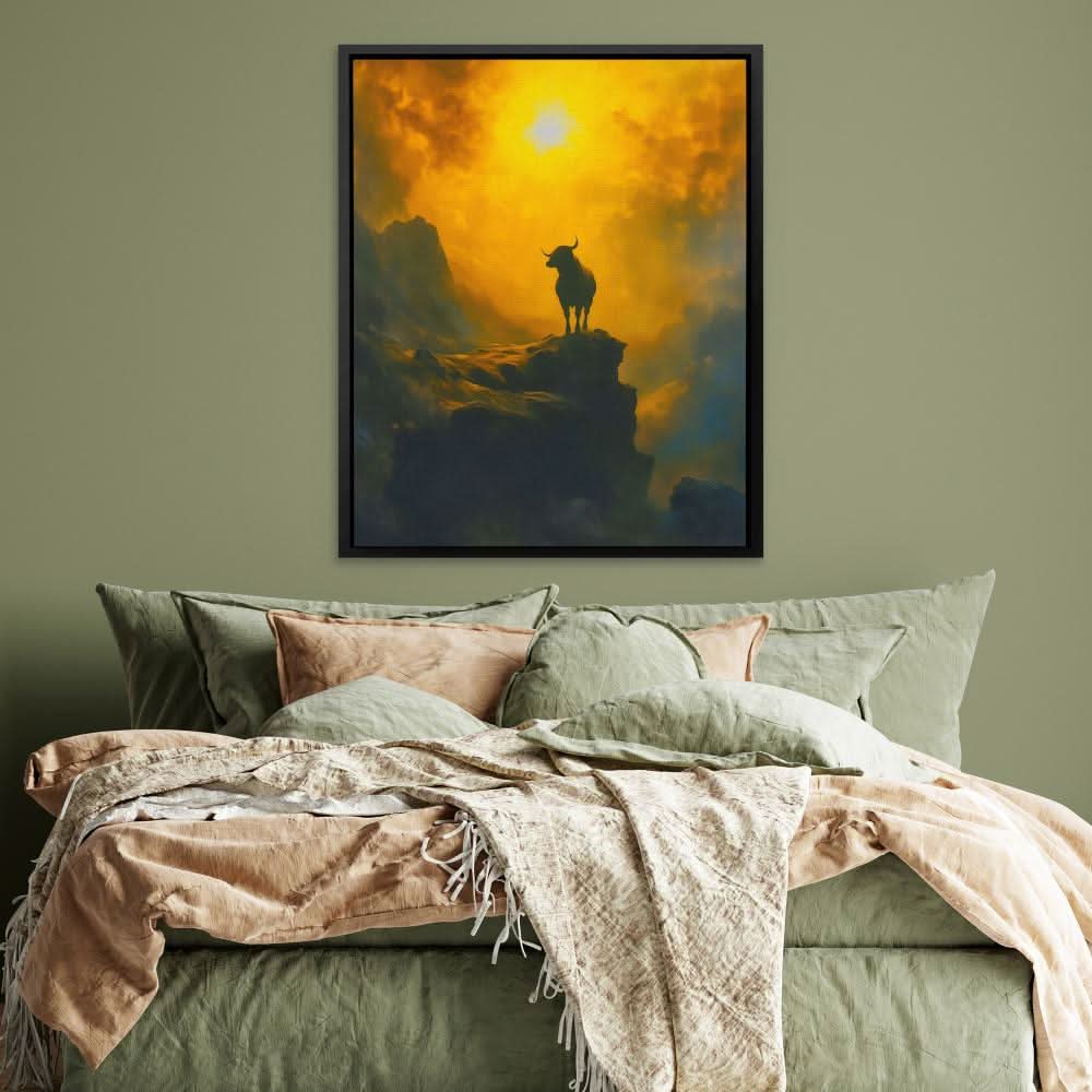 Rise of the Bull - Black Canvas Wall Art