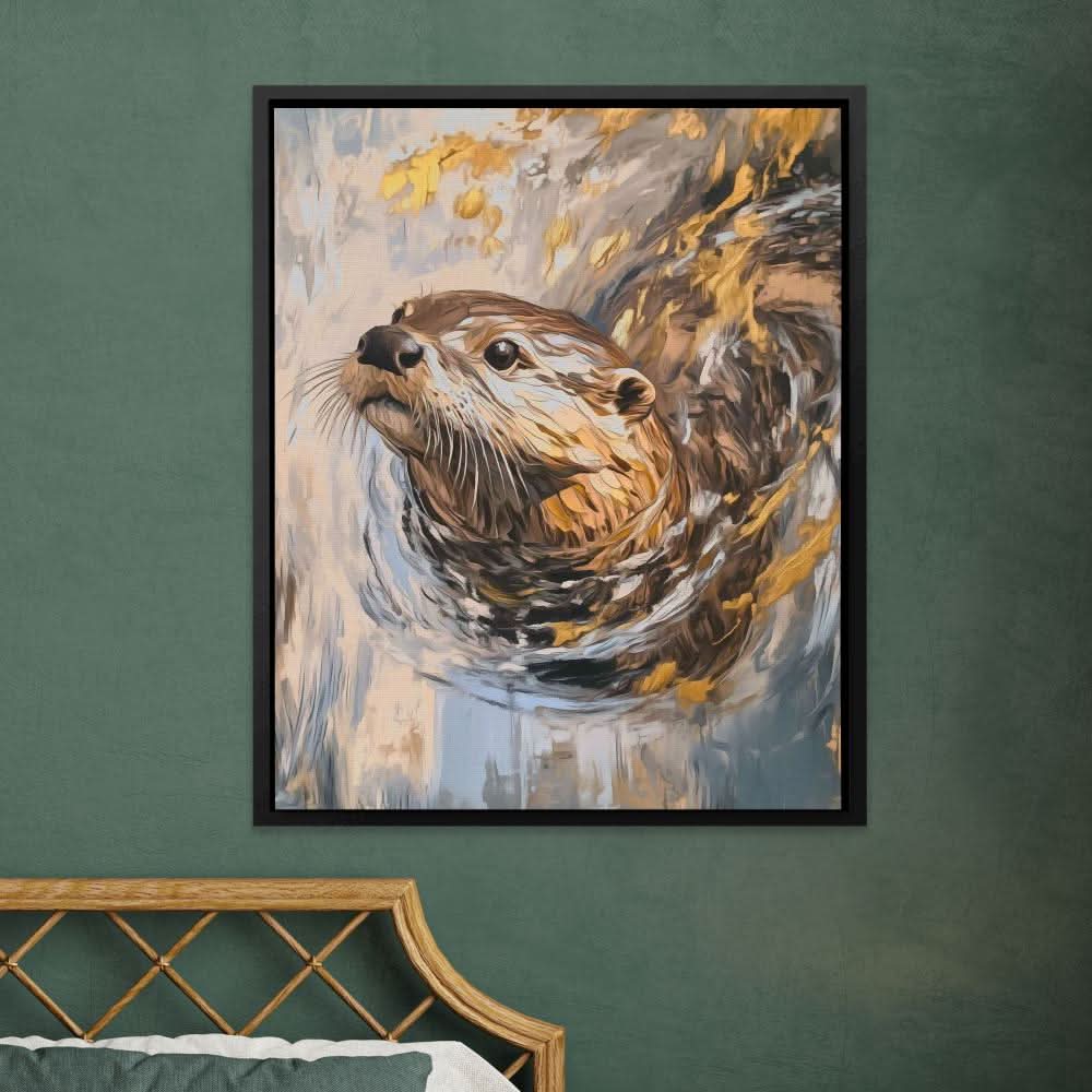 River Otter - Wall Art in Black Frame