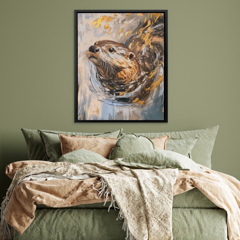 River Otter - Earth Tones Canvas Wall Art