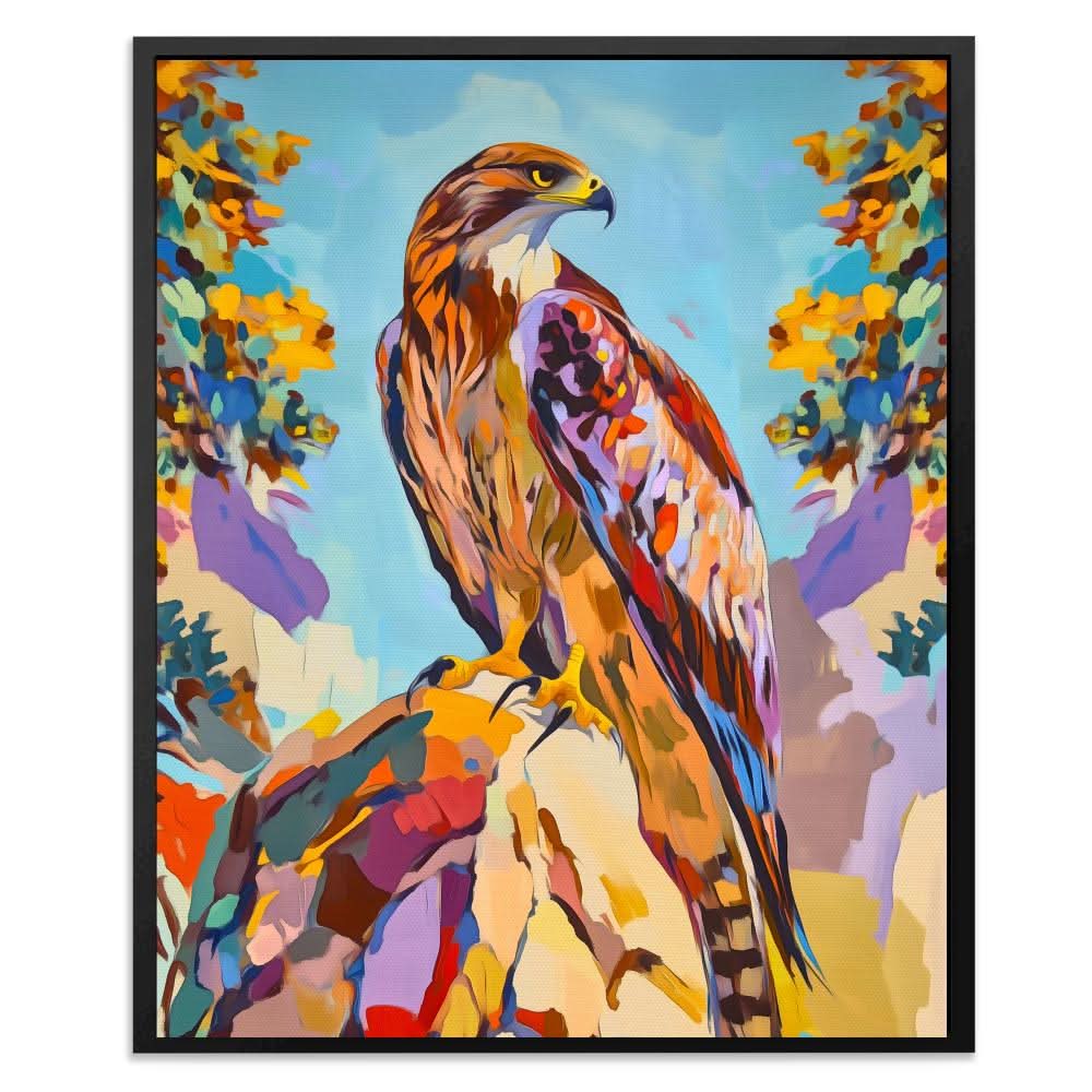 Rocky Cliff Hawk - Colorful Birds of Prey Canvas Print