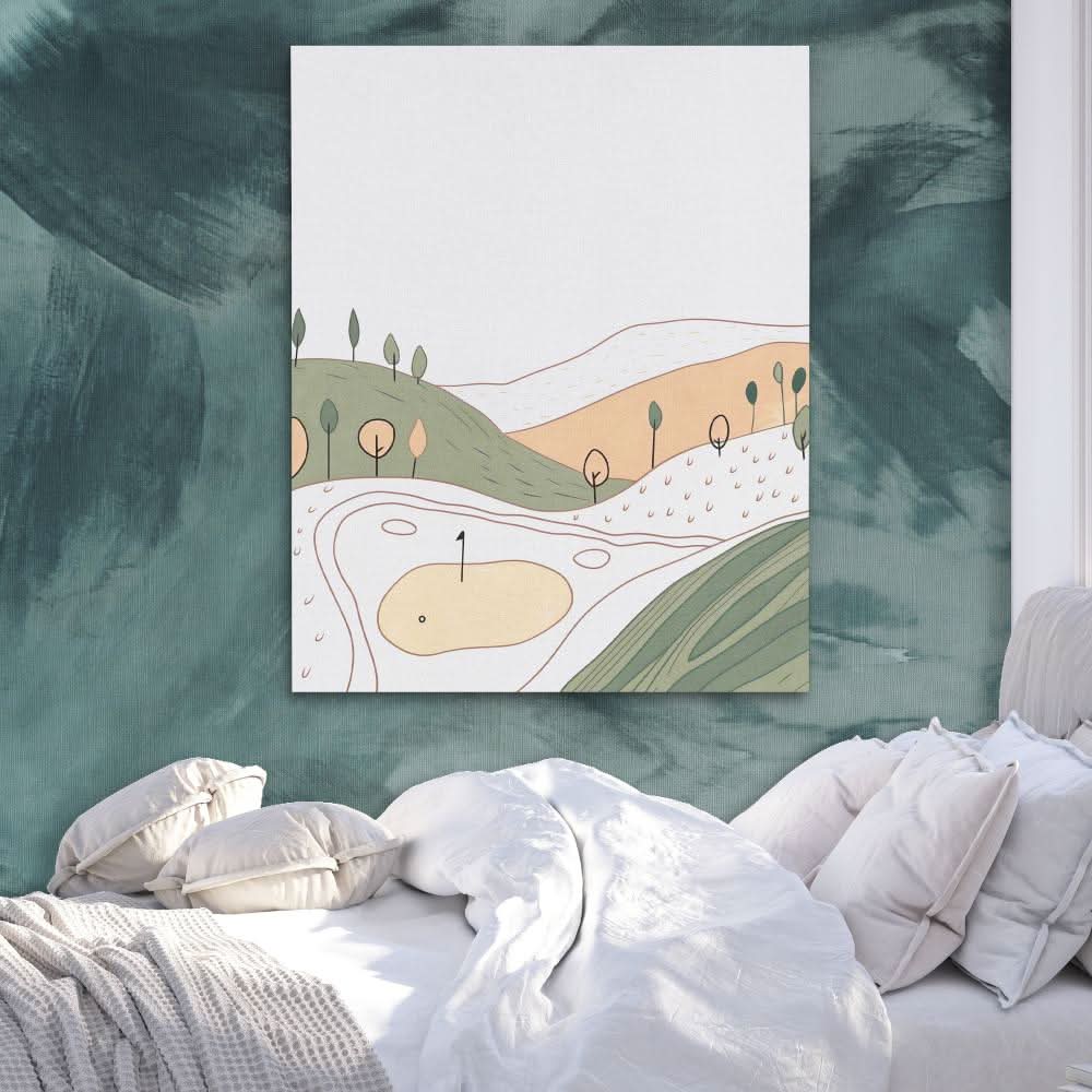 Rolling Fairways - Minimalist Wall Art in Black Frame