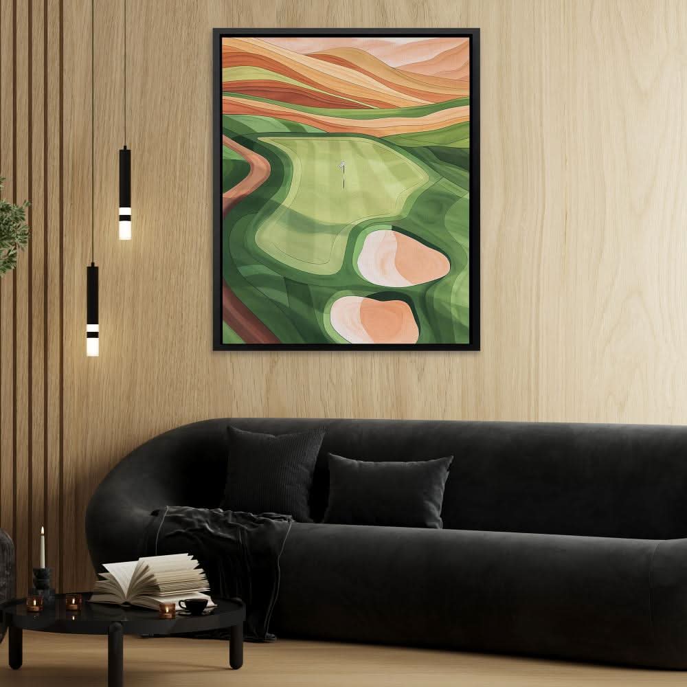 Rolling Hills Golf - Earth Tones Canvas Wall Art