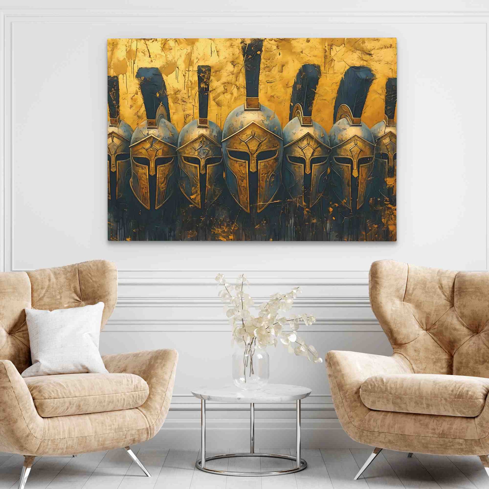 Roman Warrior Helmets - Wall Art in Black Frame