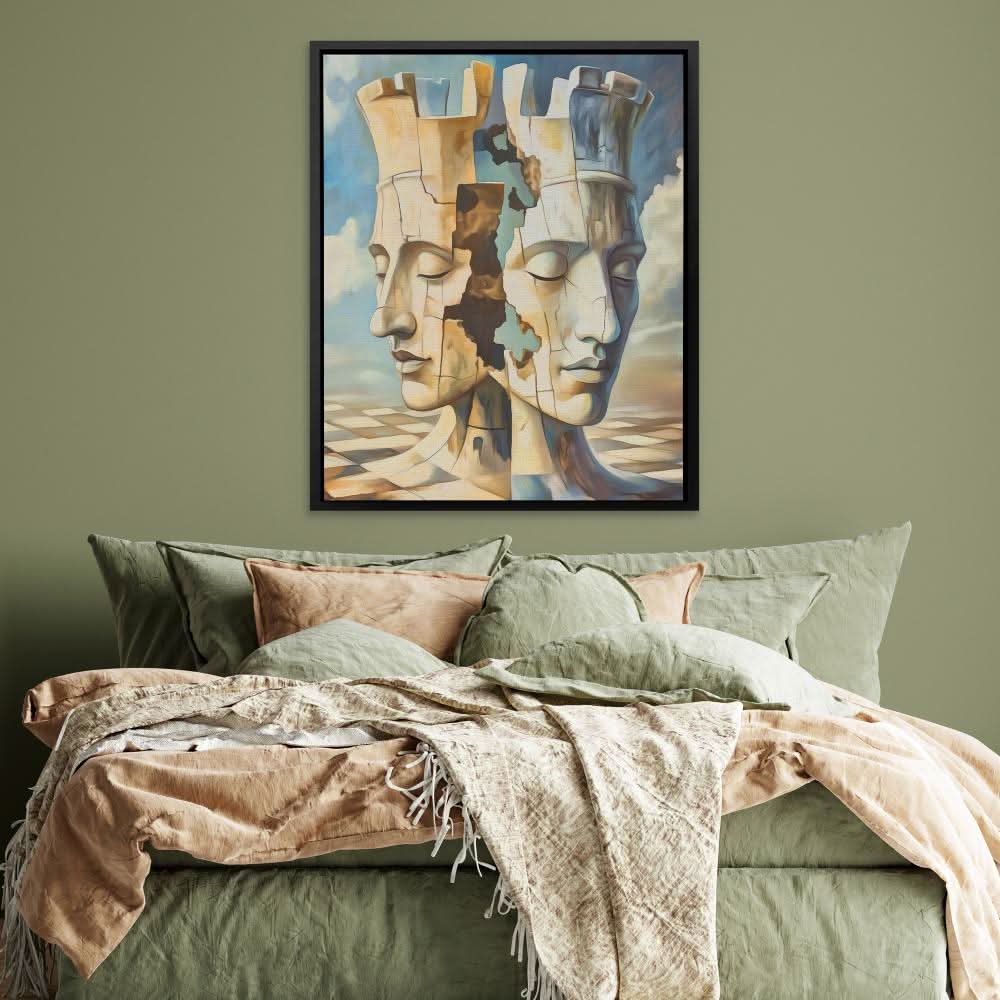 Rooks of Reflection - Surrealism Brown Canvas Wall Art