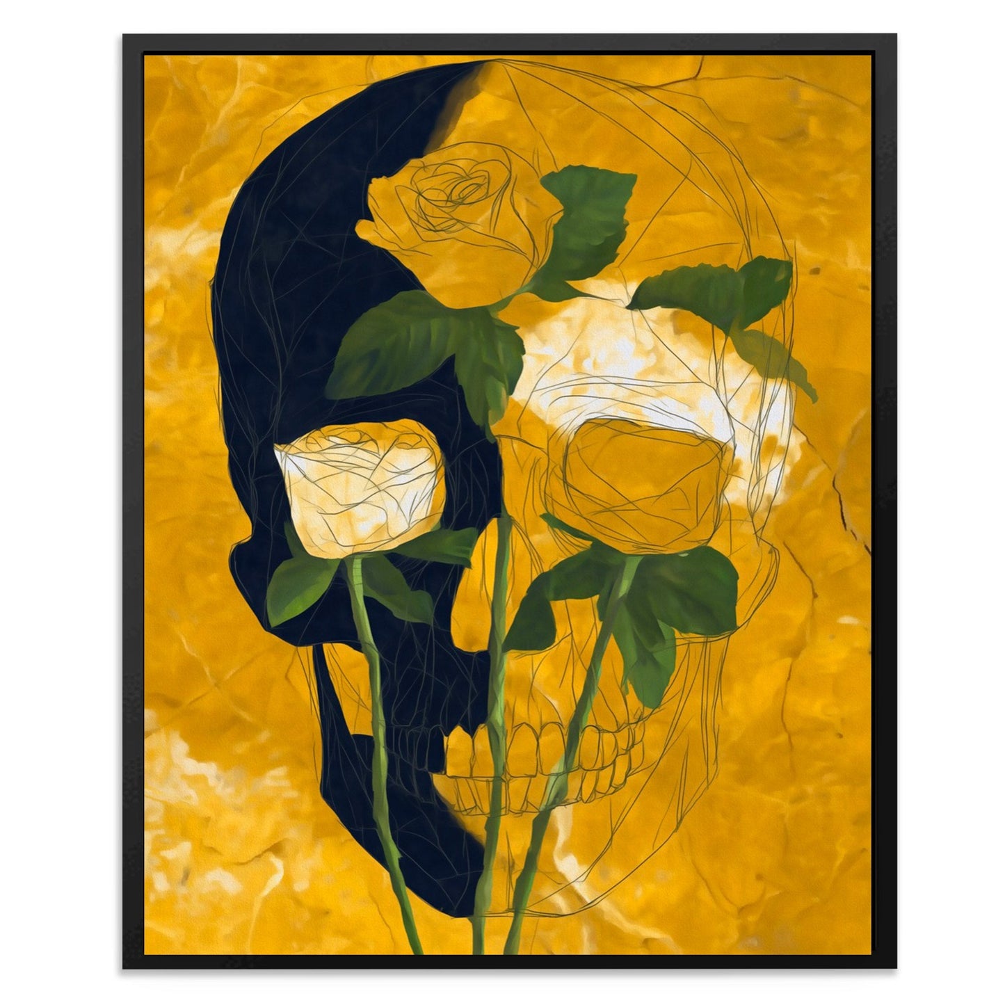 Roses Through Bone - Luxury Wall Art