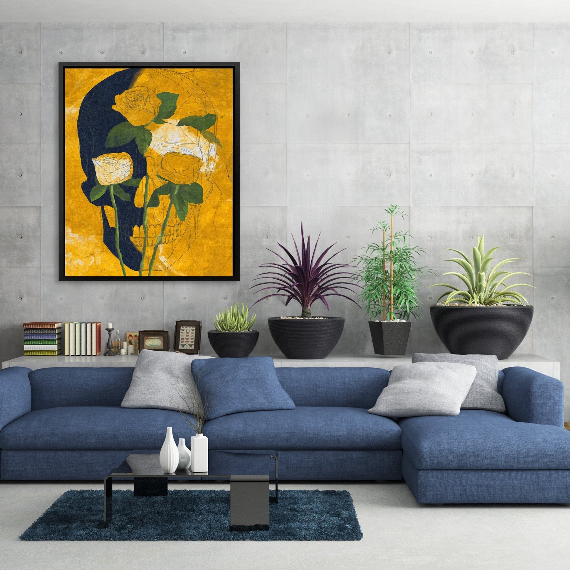 Roses Through Bone - Luxury Wall Art