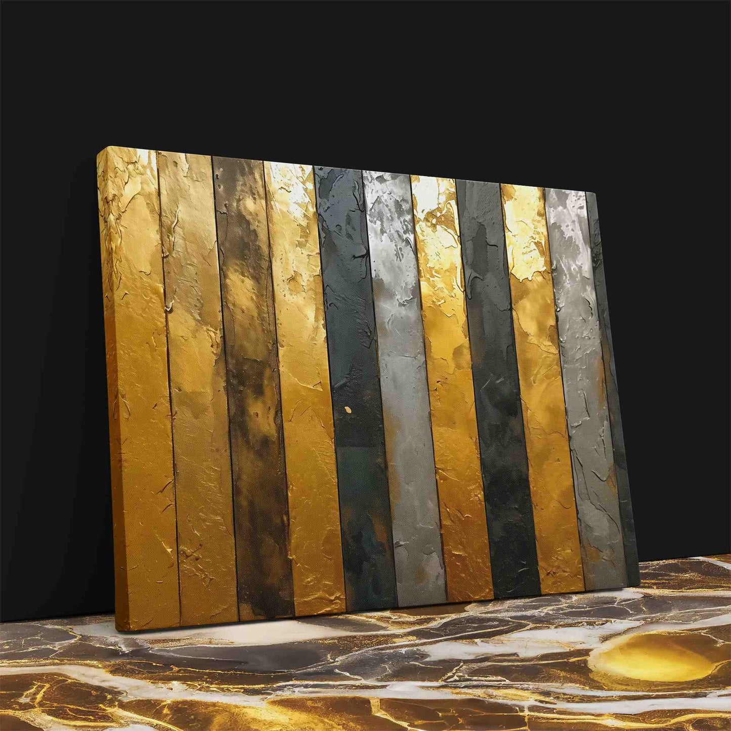 Royal Bars - Abstract Black and Gold Canvas Wall Art