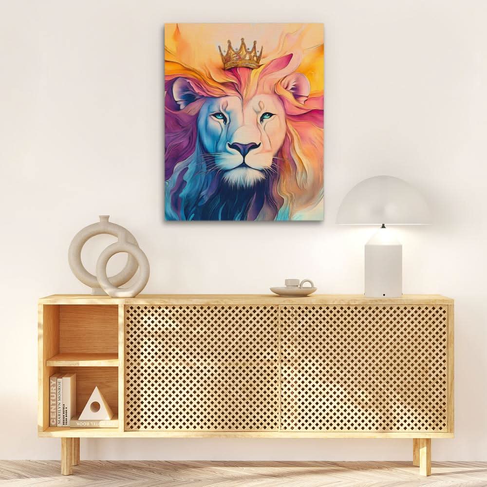 Royal Blaze - Lion Wall Art in Black Frame