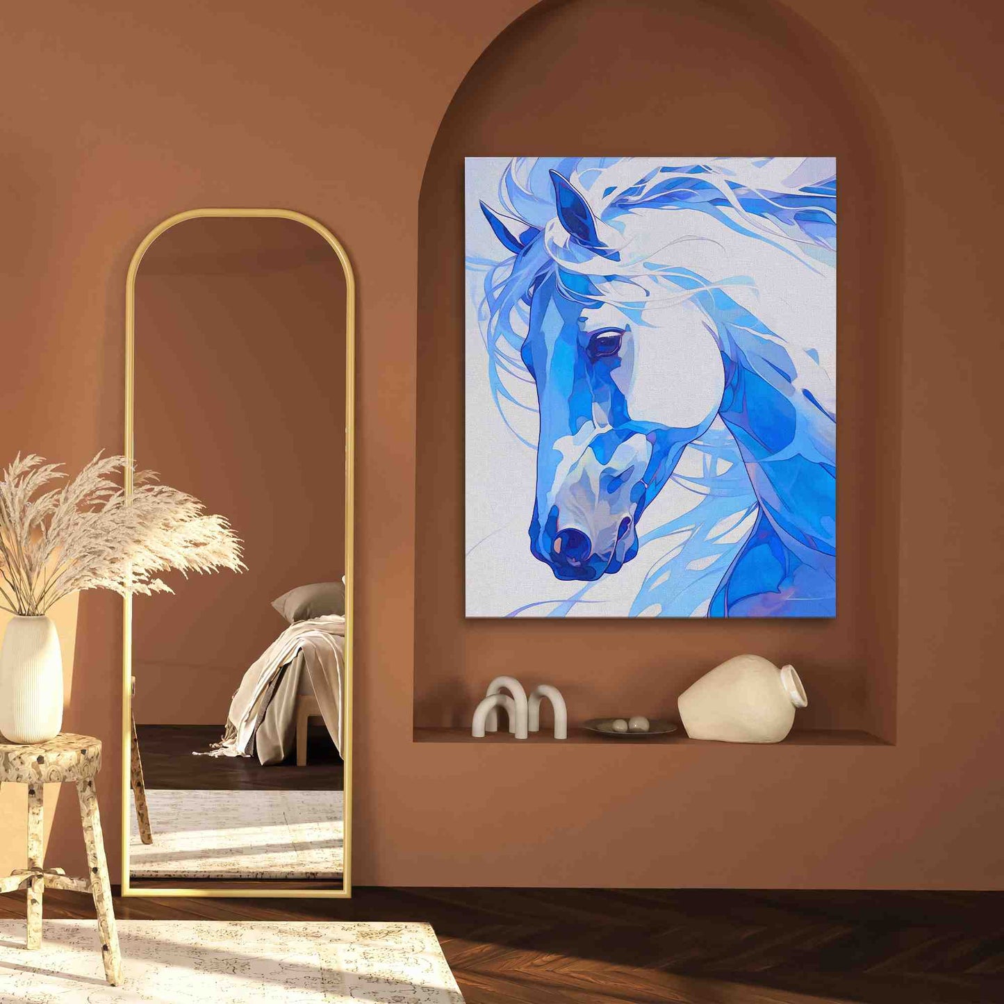 Royal Blue Horse - Wall Art in Black Frame