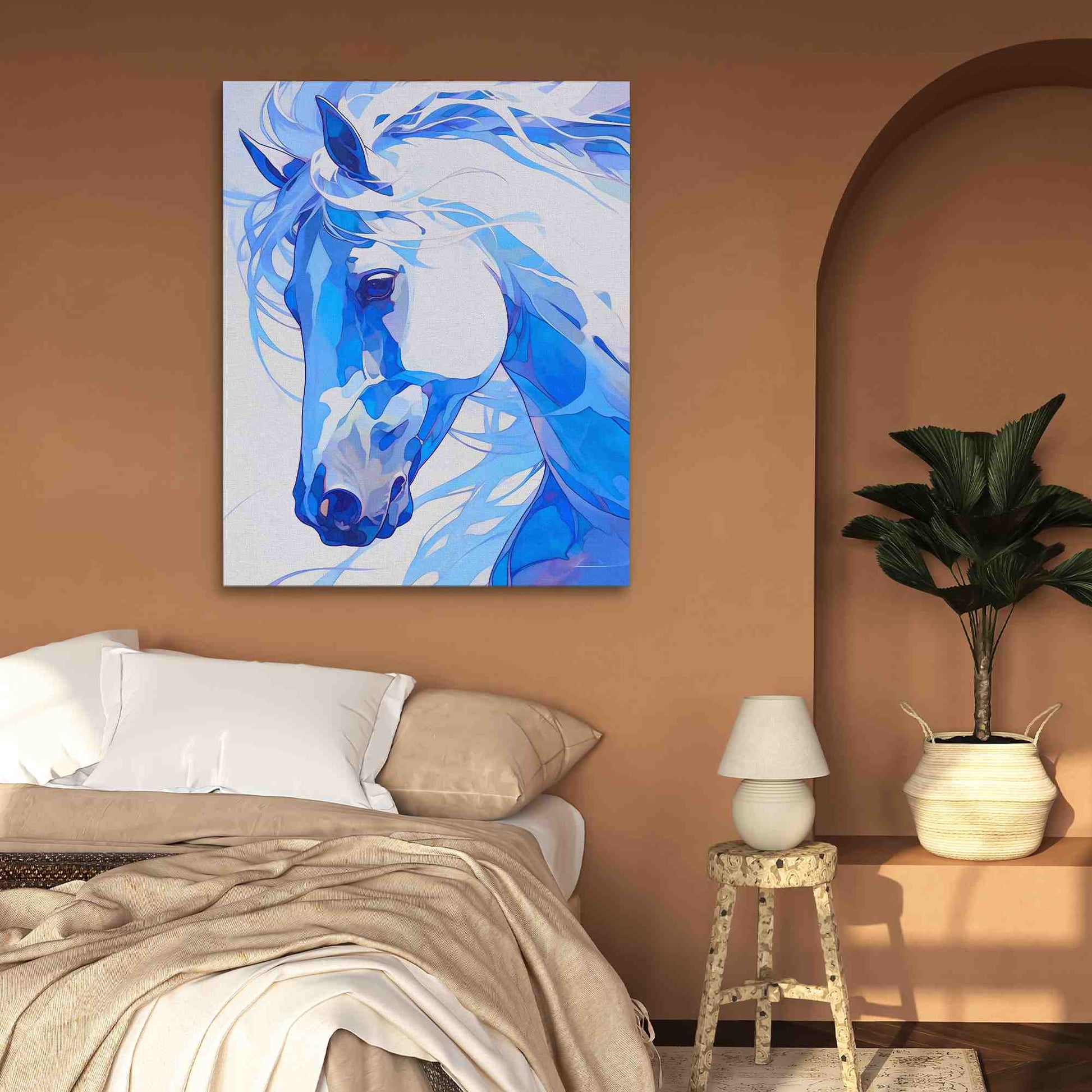 Royal Blue Horse - Blue Wall Art for Dining Room