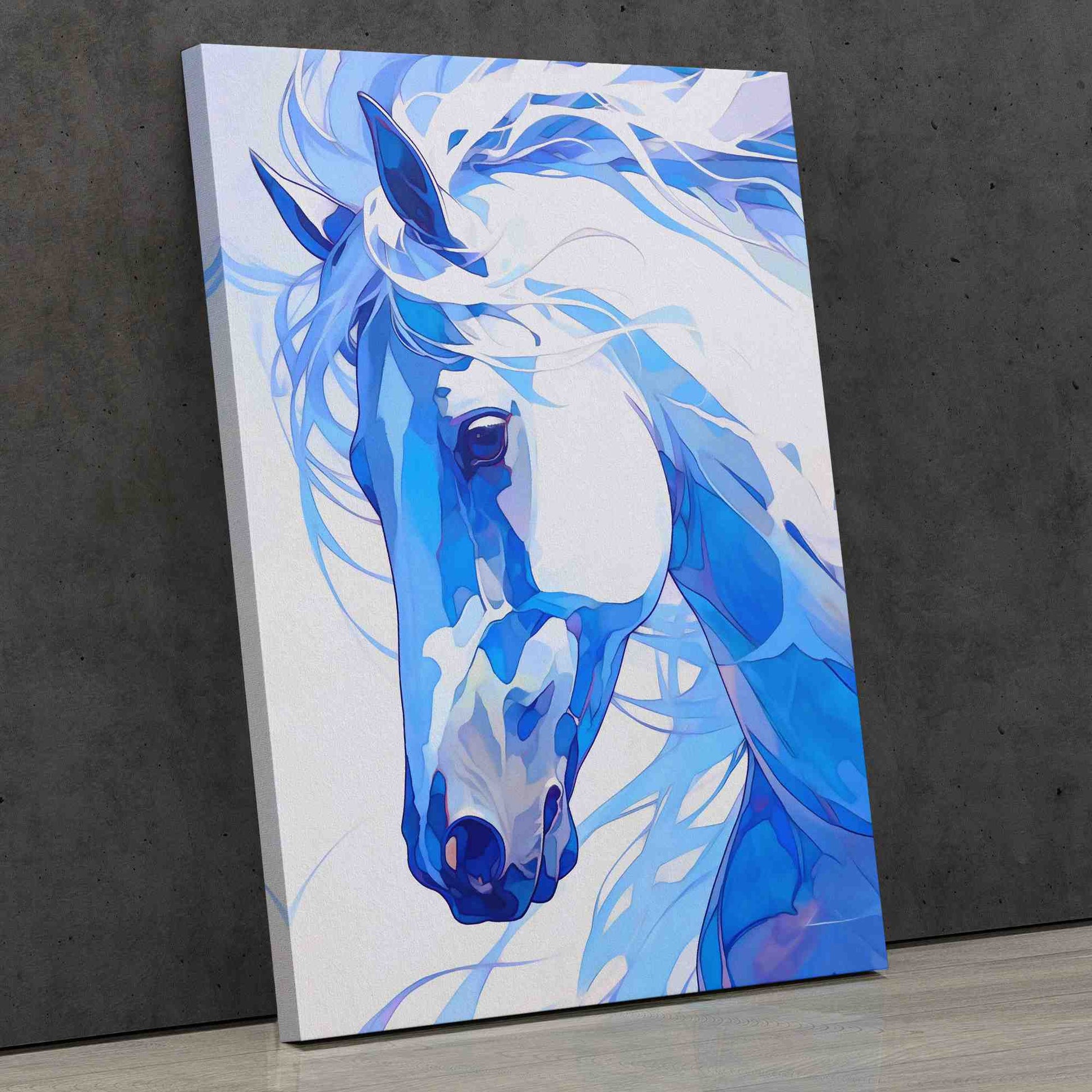 Royal Blue Horse - Equestrian Wall Art in Black Frame