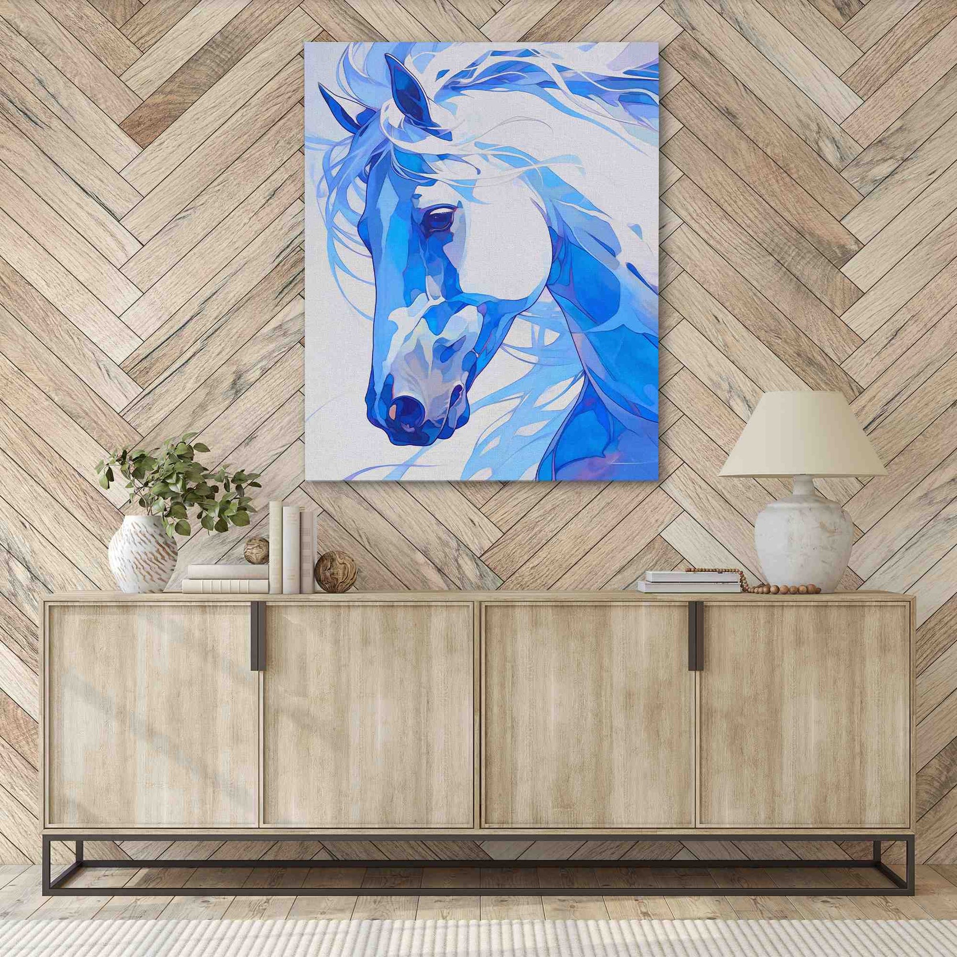 Royal Blue Horse - Blue Canvas Wall Art