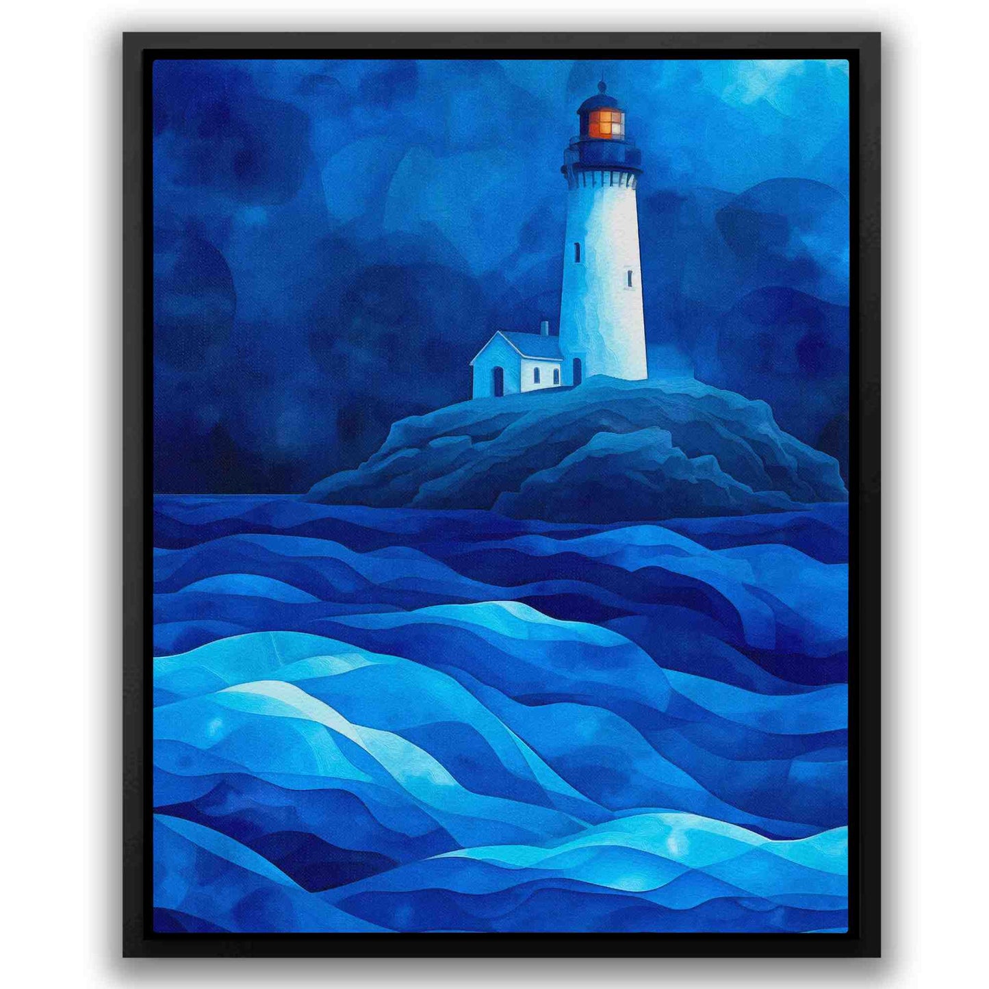 Royal Blue Lighthouse - Abstract Blue Canvas Wall Art
