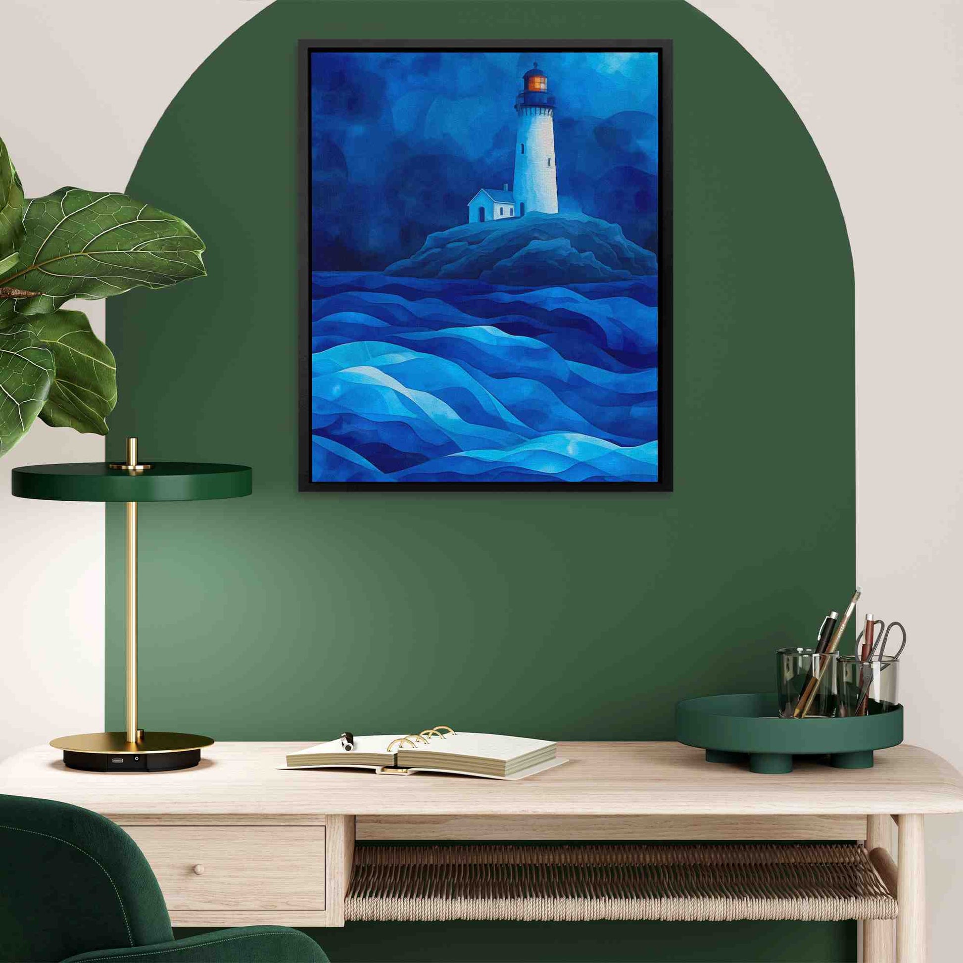 Royal Blue Lighthouse - Large Abstract Canvas Print