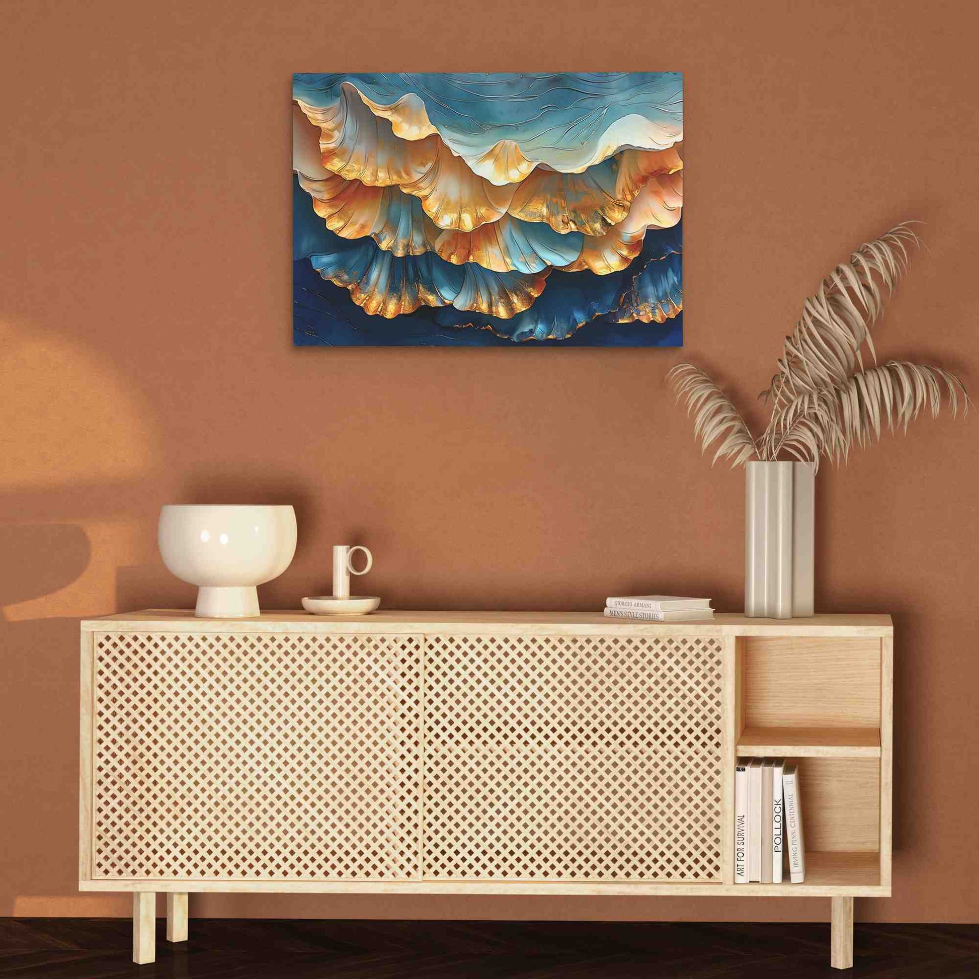 Royal Blue Shells - Oceanic Wall Art in Black Frame