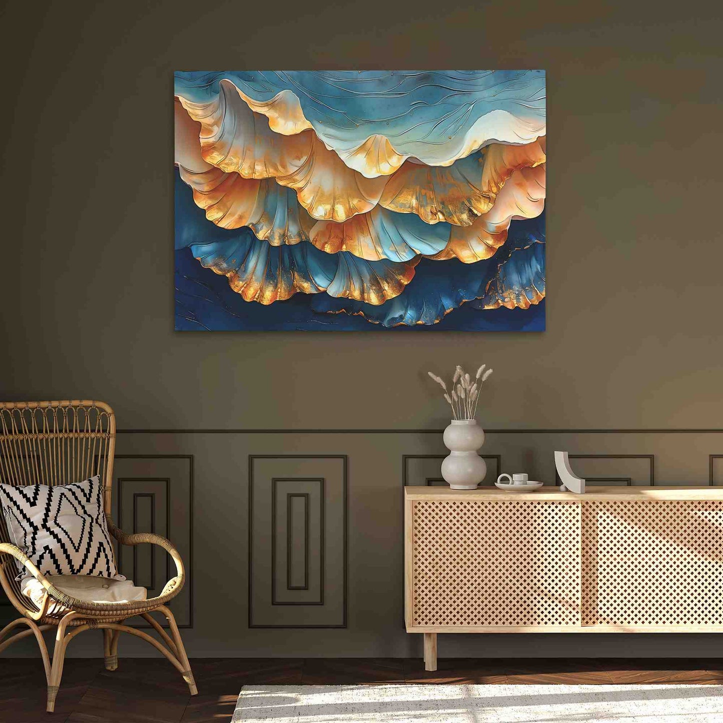 Royal Blue Shells - Wall Art in Black Frame