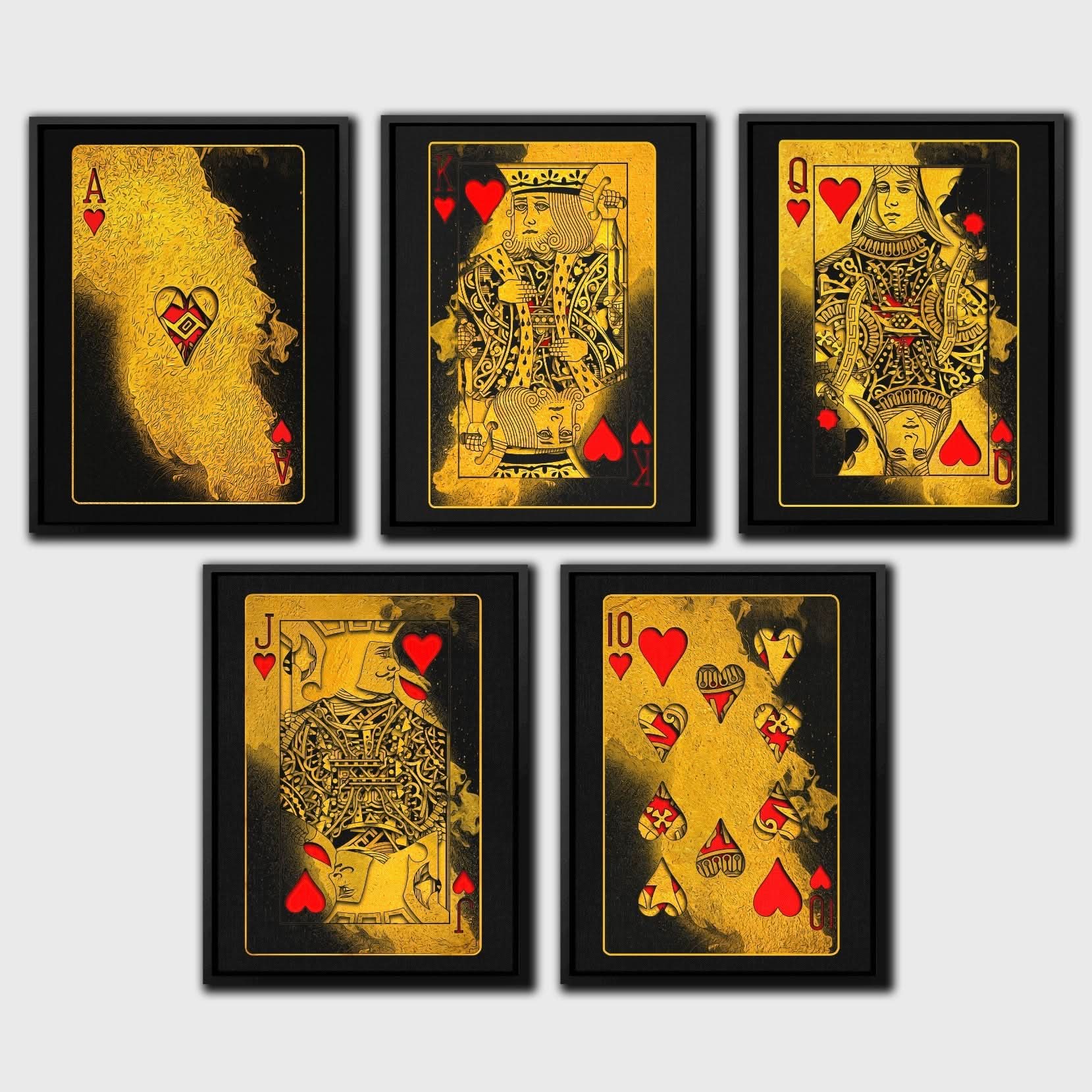 Royal Flush Hearts - Man Cave Canvas Wall Art