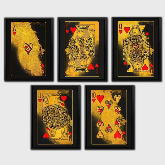 Royal Flush Hearts - Man Cave Canvas Wall Art