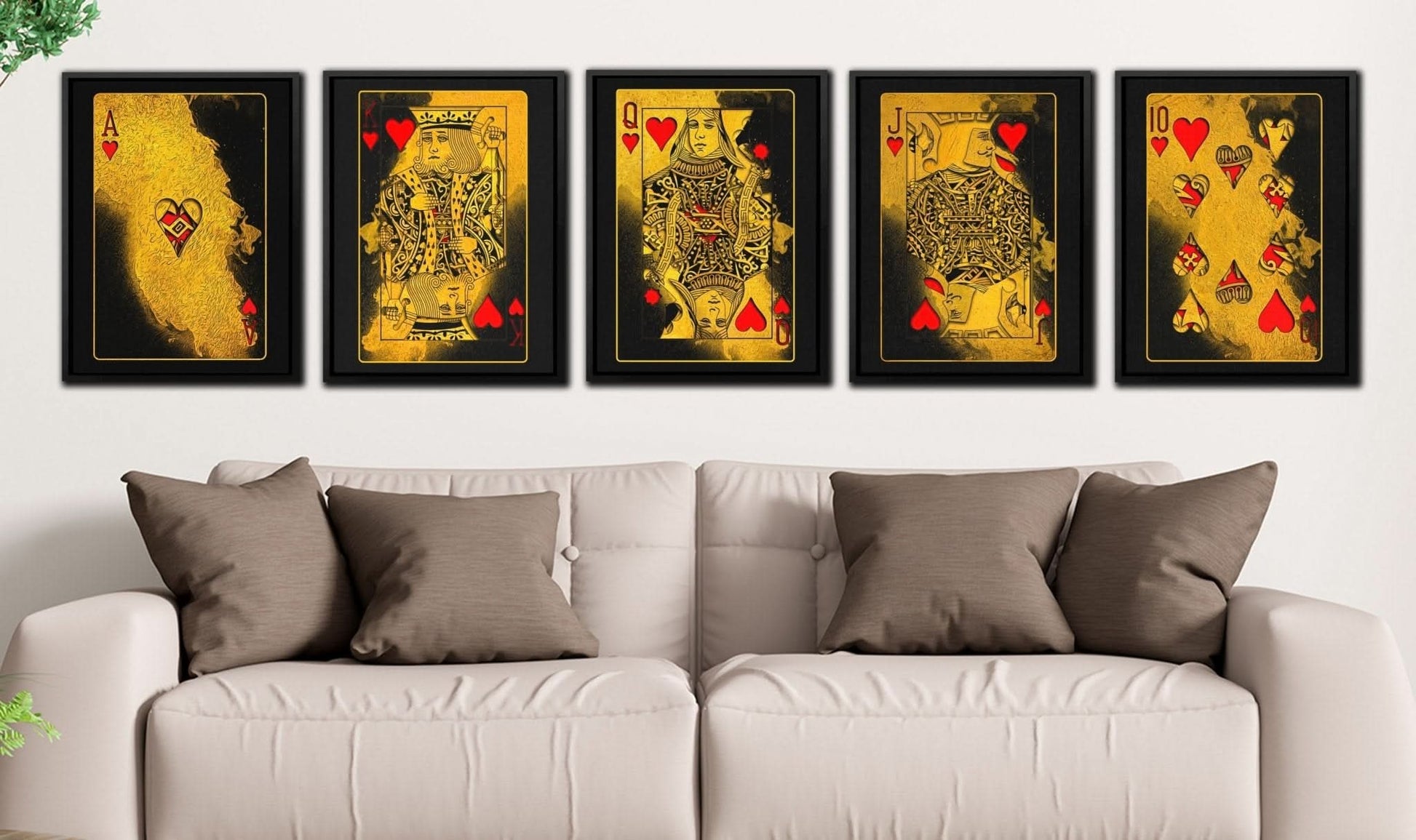 Royal Flush Hearts - Man Cave Art for Bar and Lounge