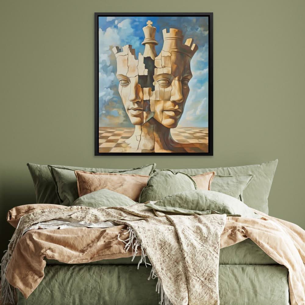 Royal Fragmentation - Chess Wall Art in Black Frame