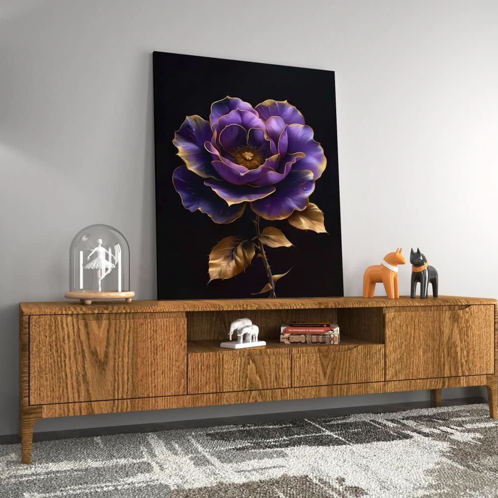 Royal Petals - Gold Wall Art for Bedroom