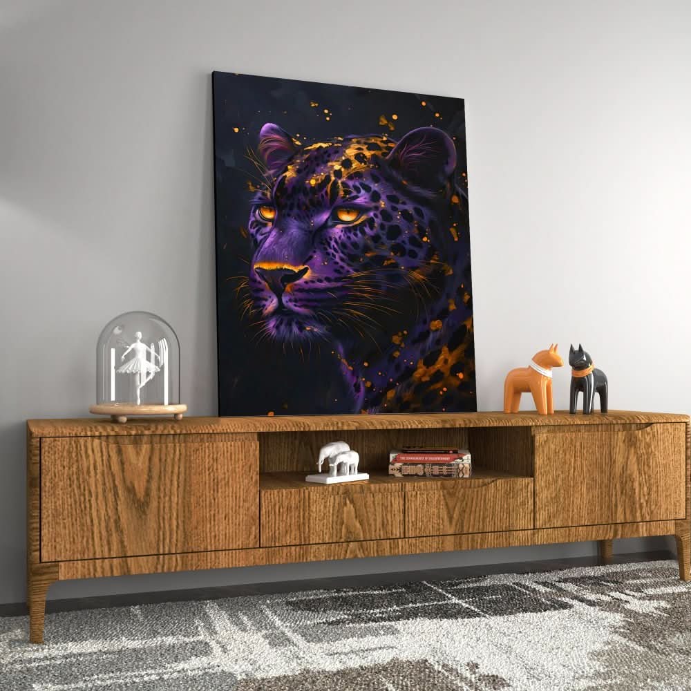 Royal Presence - Leopard Wall Art in Black Frame