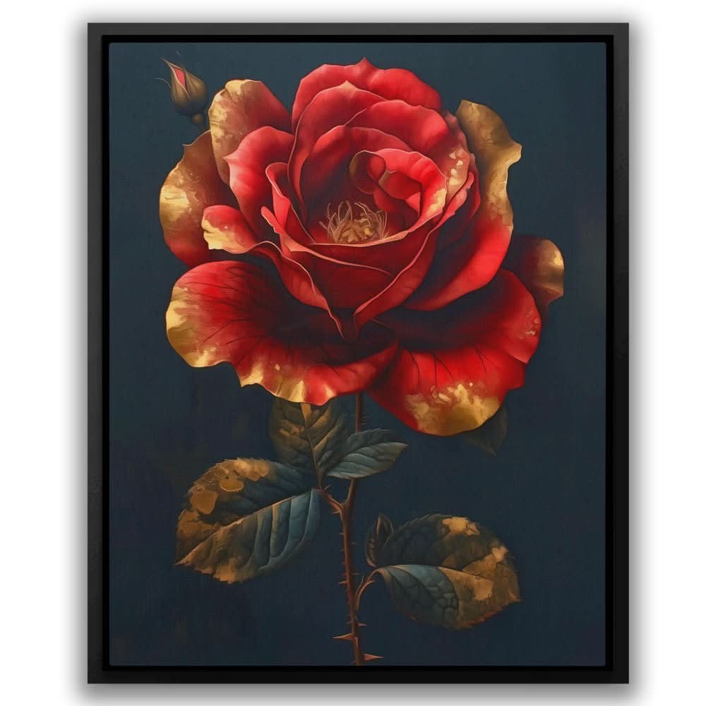 Royal Red Rose - Modern Black Canvas Wall Art