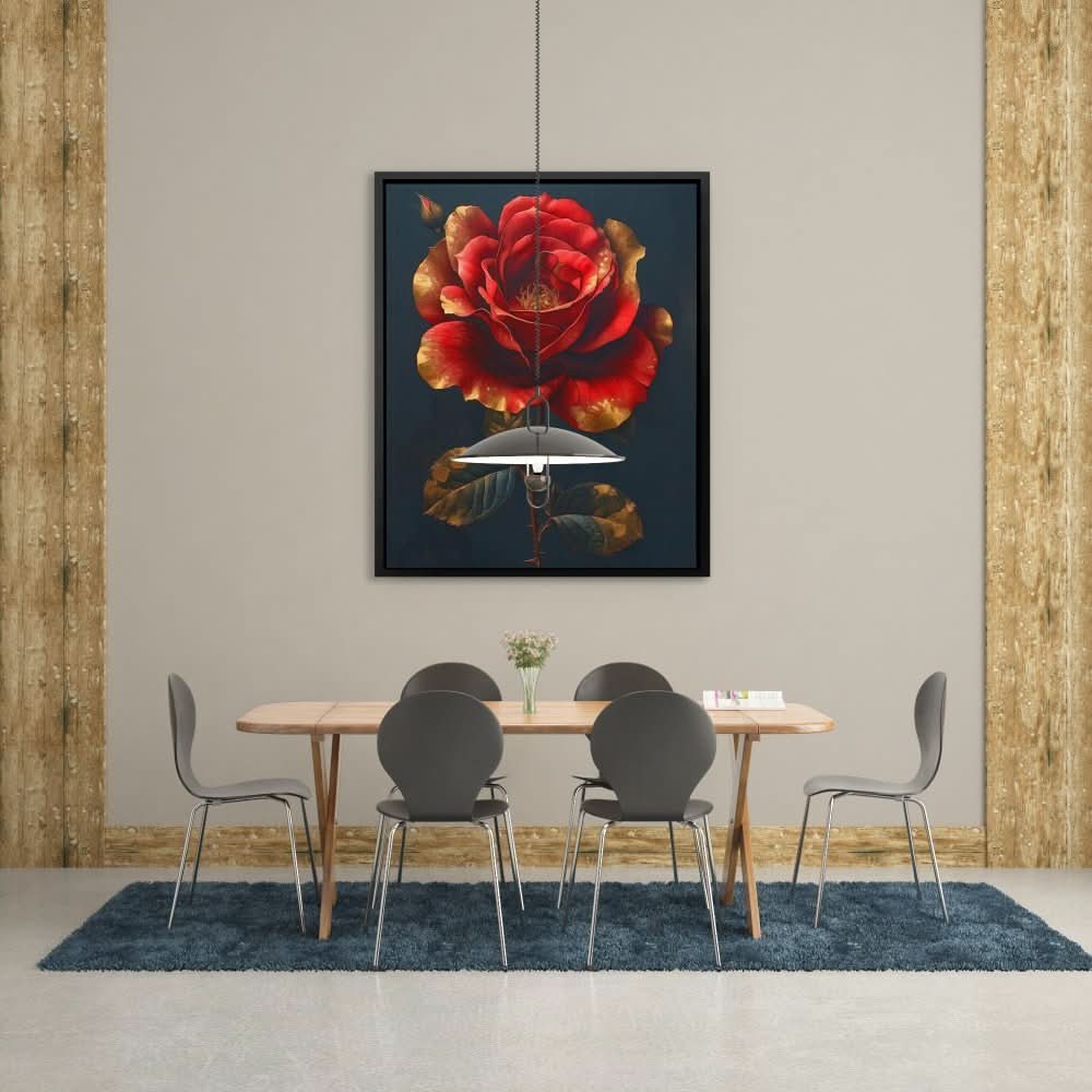 Royal Red Rose - Black Nature Canvas Print