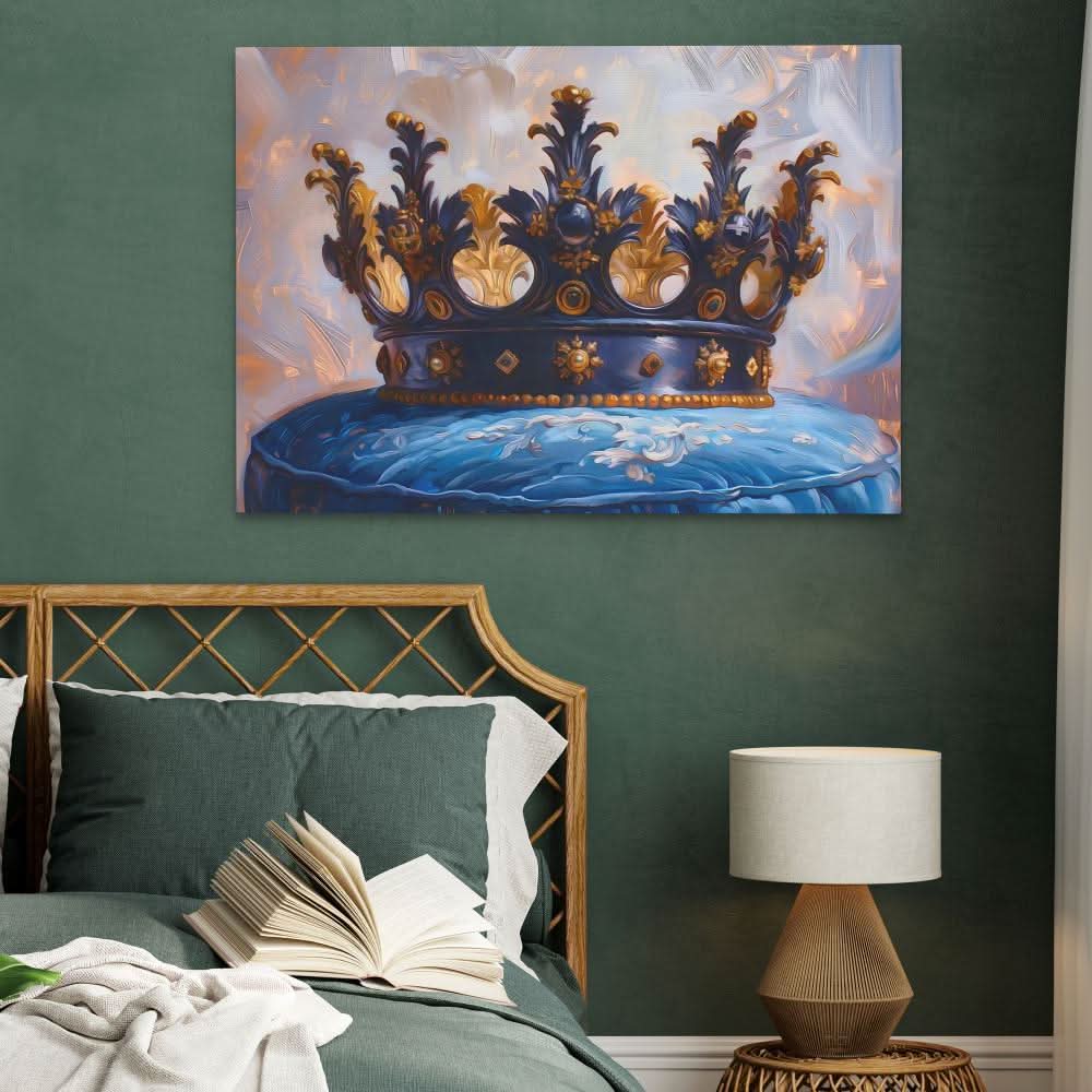 Royalty on a Pillow - Blue Wall Art for Lounge