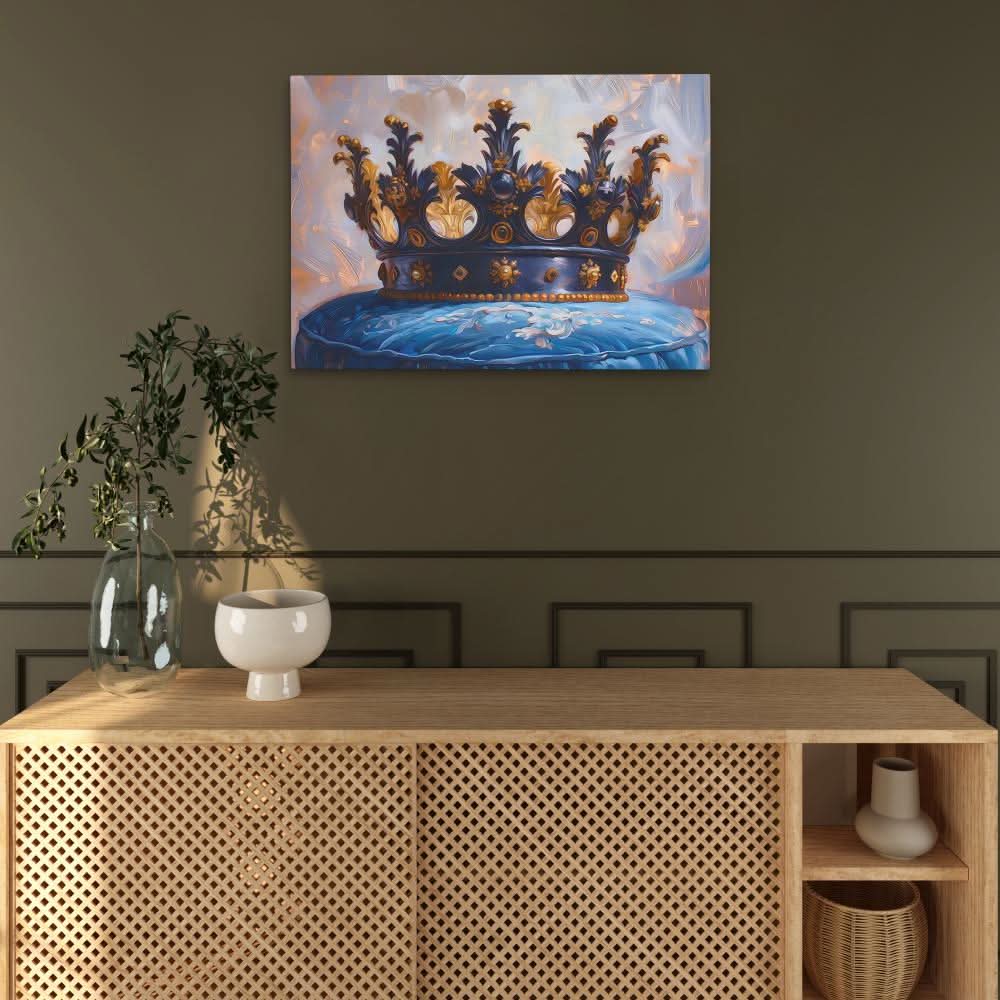 Royalty on a Pillow - King and Queen Wall Art in Black Frame