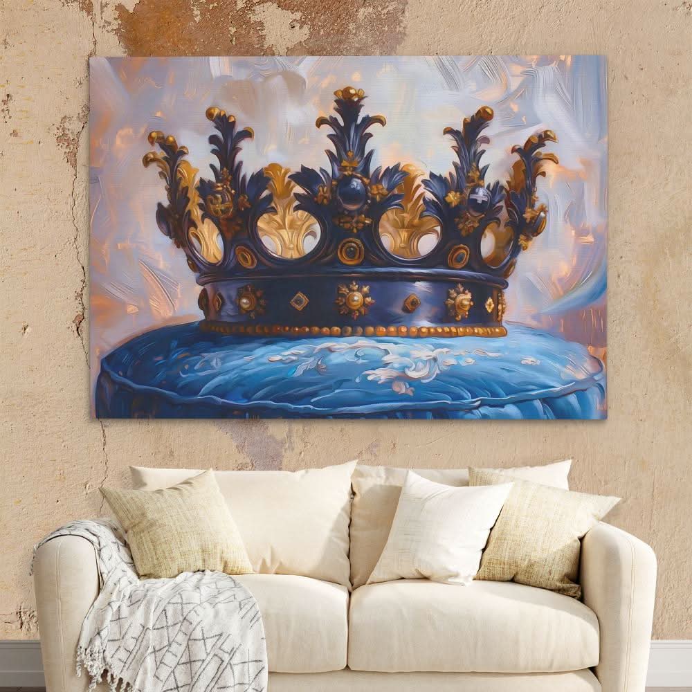 Royalty on a Pillow - Modern Wall Art in Black Frame