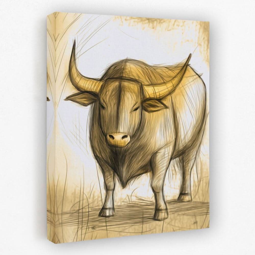 Rustic Strength - Bull Canvas Wall Art