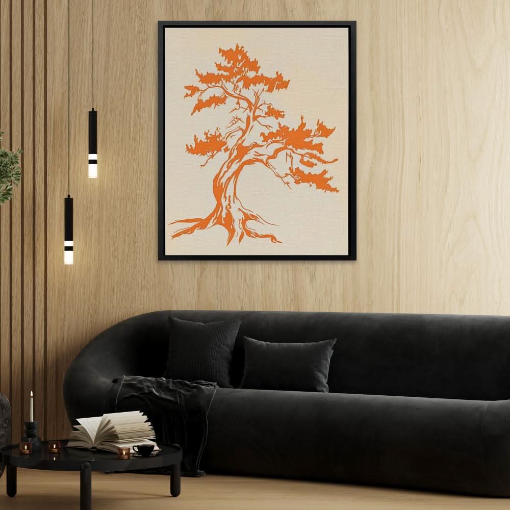 Rustic Tree - Minimalist Brown Canvas Wall Art