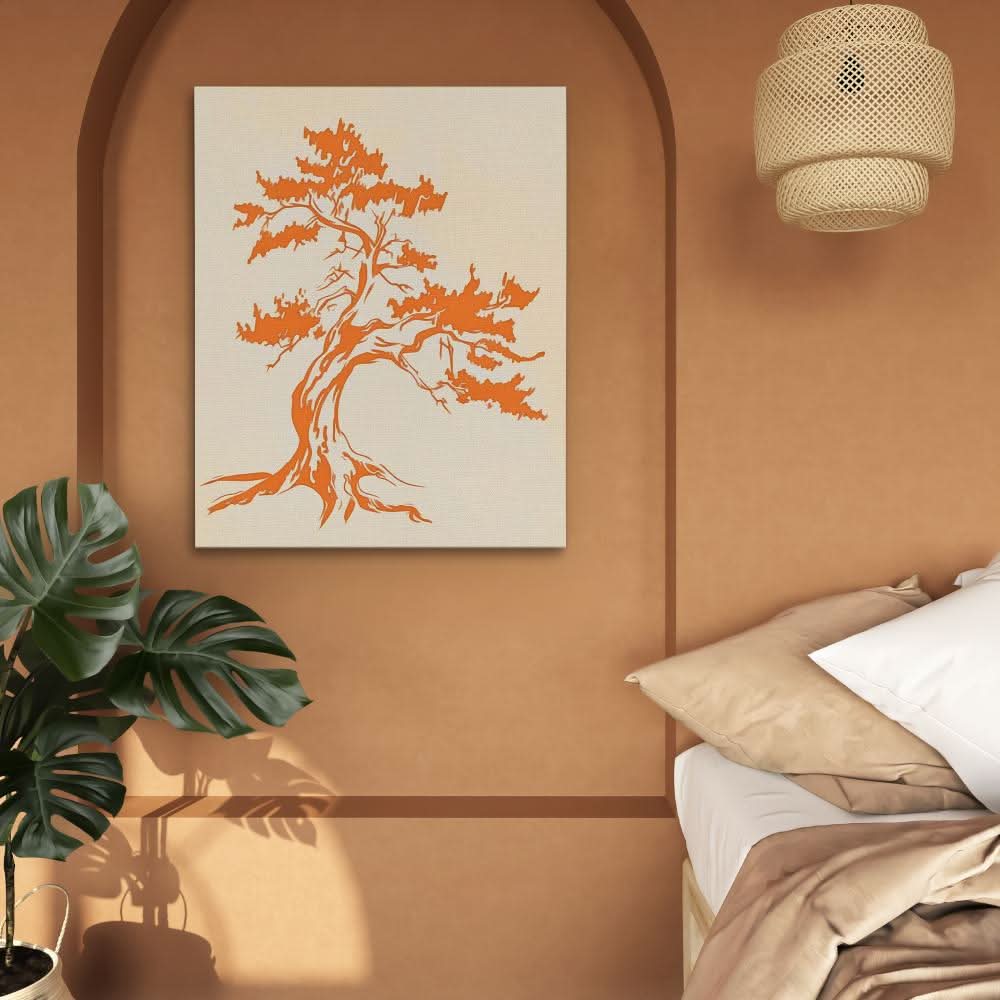 Rustic Tree - Minimalist Wall Art in Black Frame