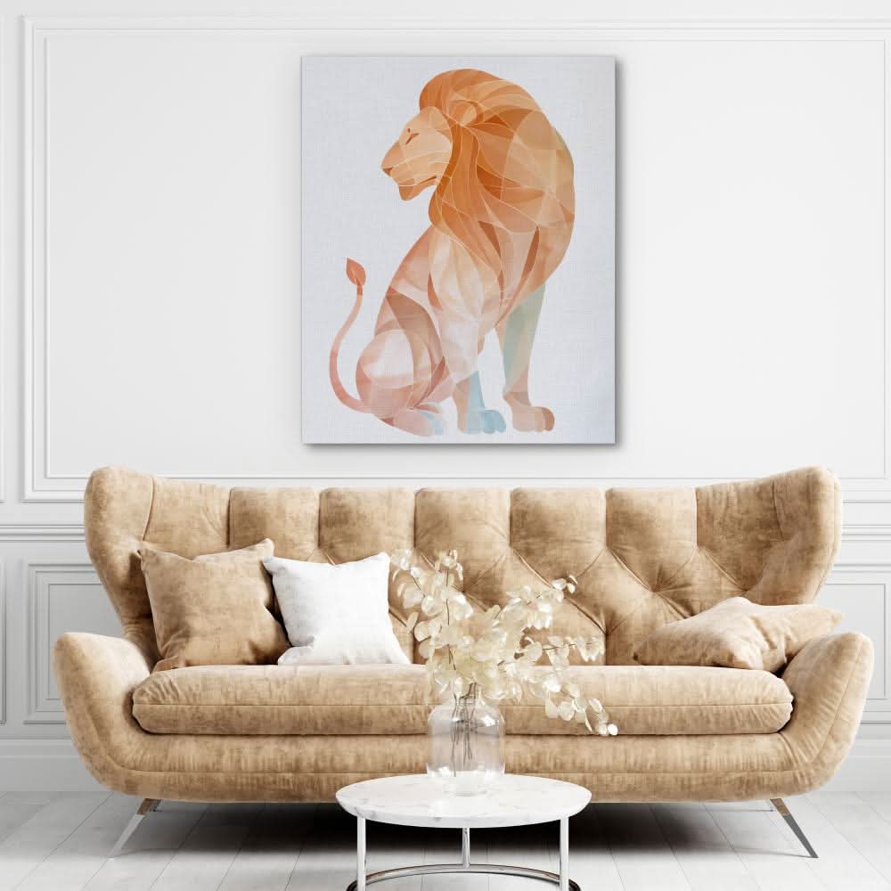 Sacred Awakening - Lion Wall Art in Black Frame