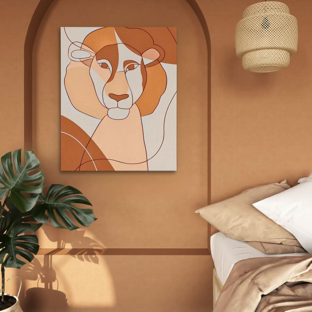 Safari King - Geometric Wall Art in Black Frame