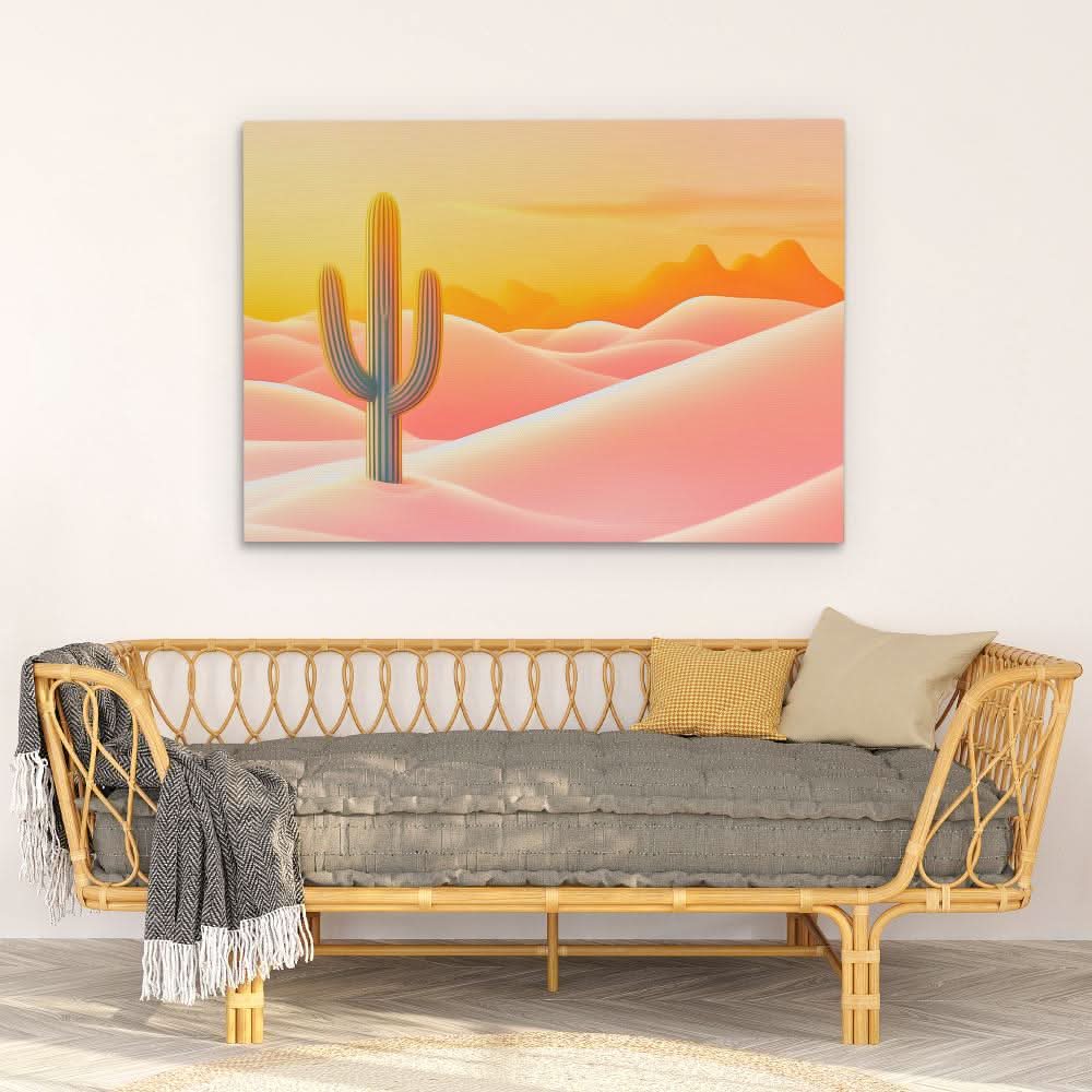 Saguaro at Sundown - Nature Wall Art in Black Frame