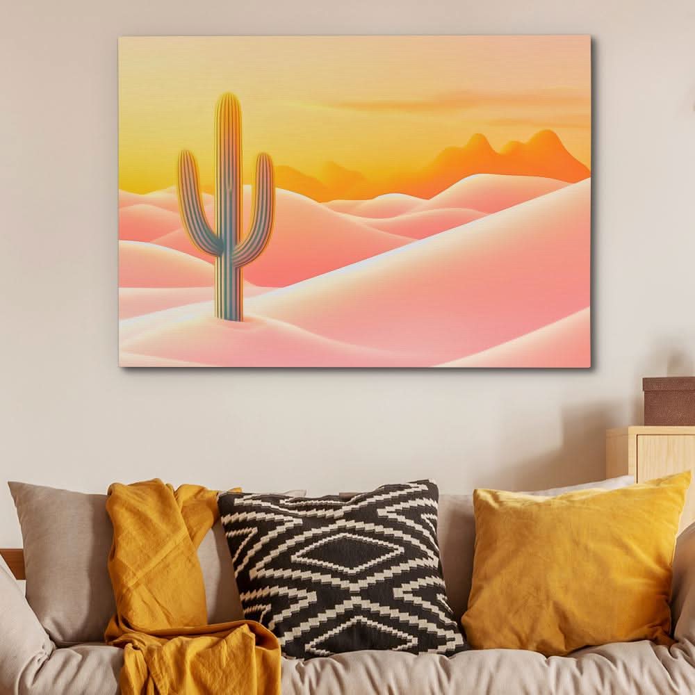 Saguaro at Sundown - Pastel Canvas Wall Art