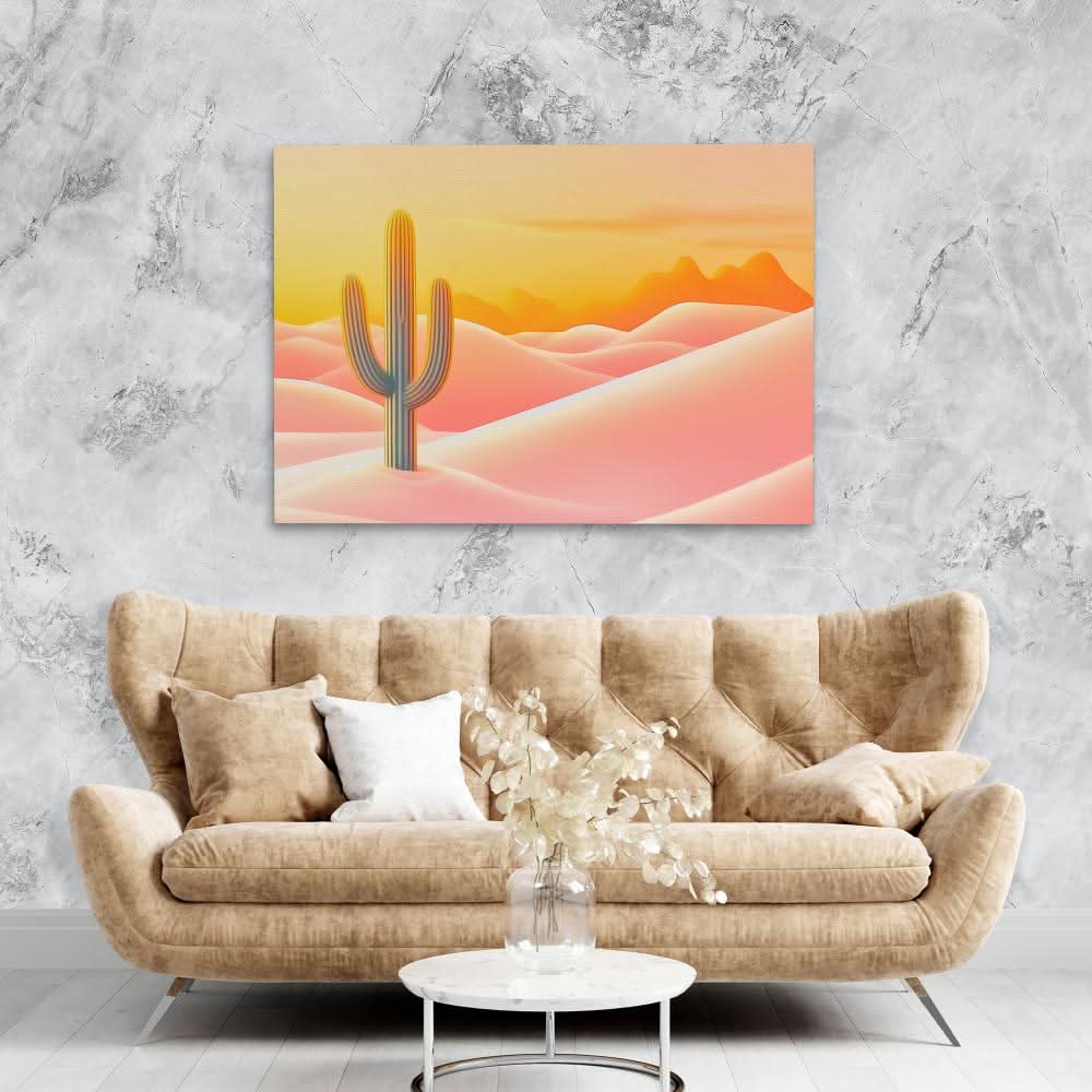 Saguaro at Sundown - Pastel Wall Art for Lounge