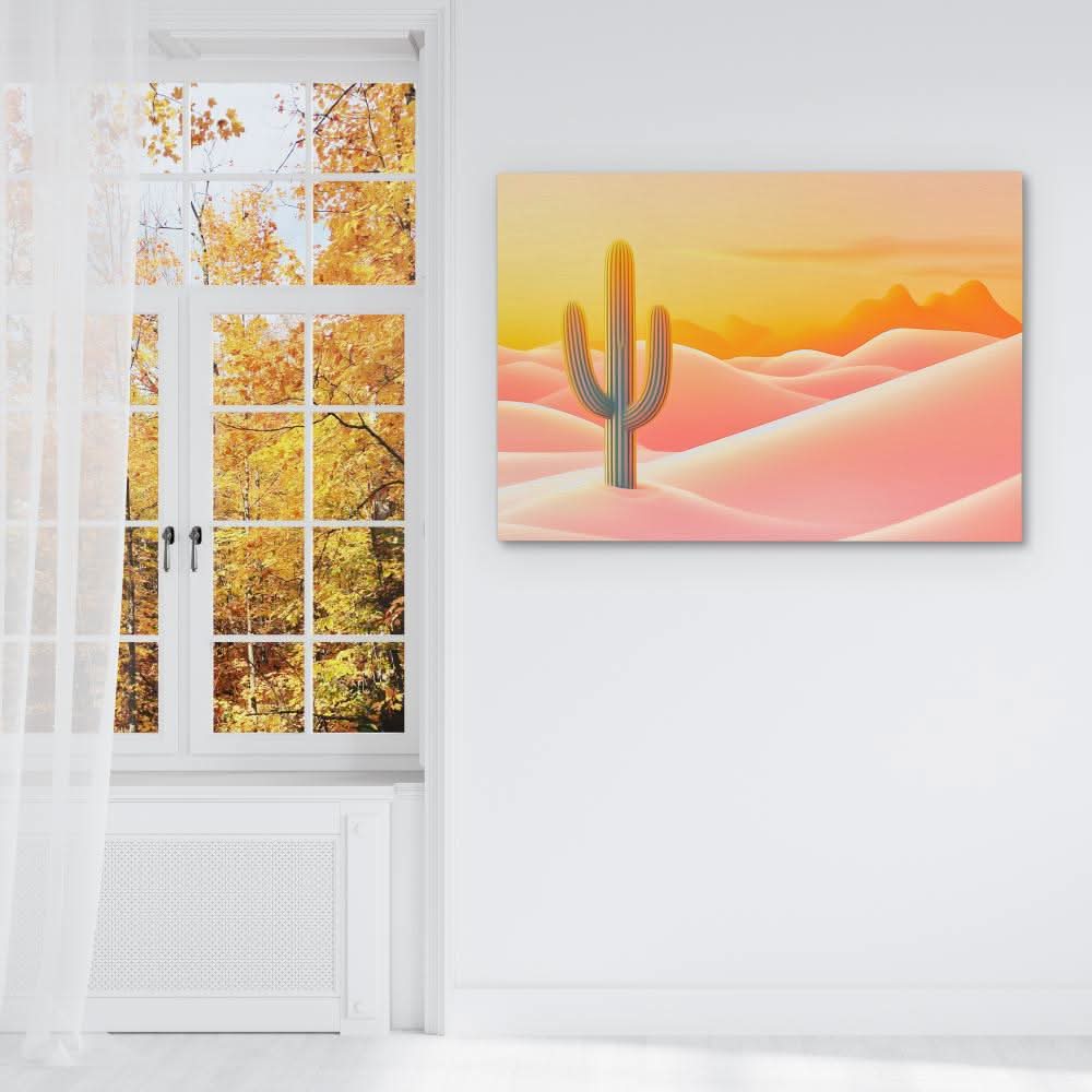 Saguaro at Sundown - Cactus Art for Bedroom