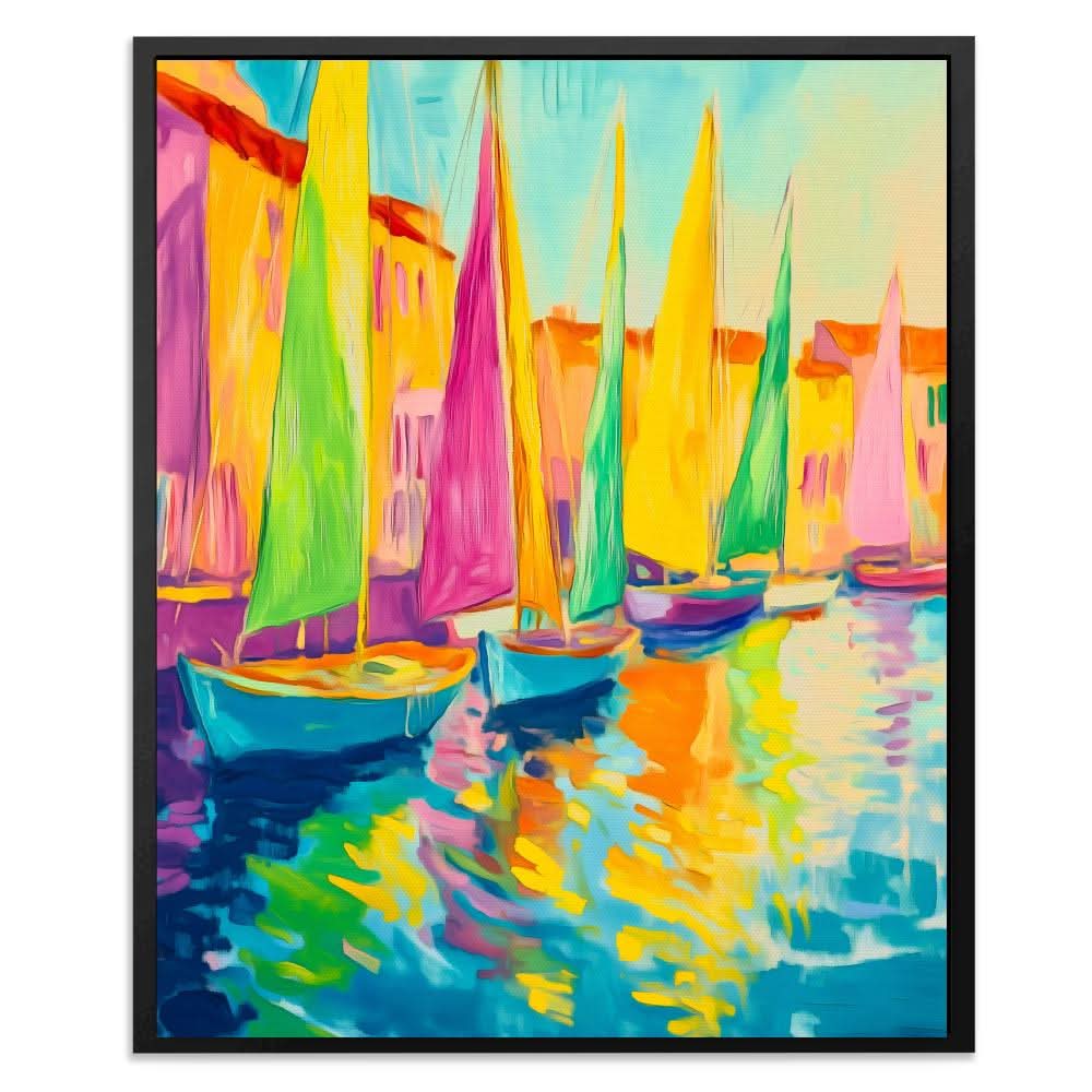 Sailing Spectrum - Boat Wall Art in Black Frame