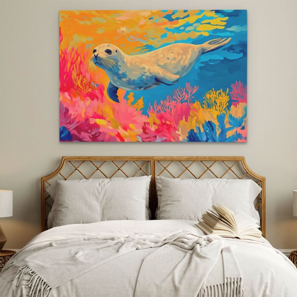 Saltwater Seal - Wall Art in Black Frame
