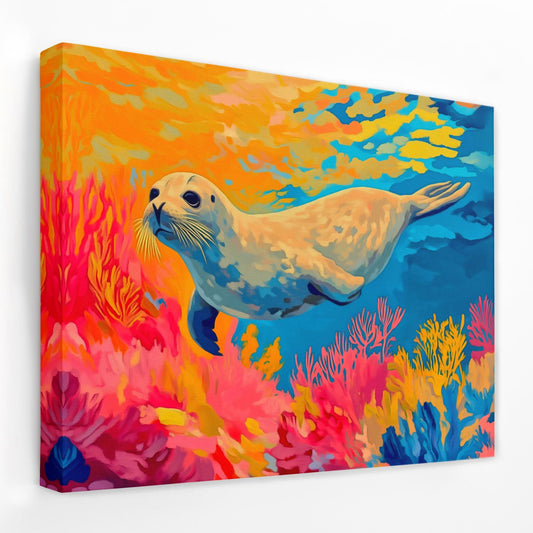 Saltwater Seal - Beach House Canvas Wall Art
