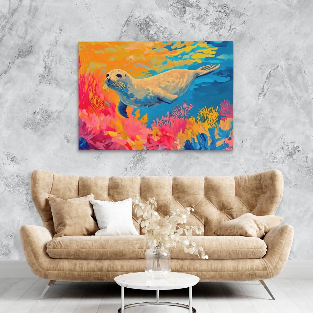 Saltwater Seal - Large Canvas Print