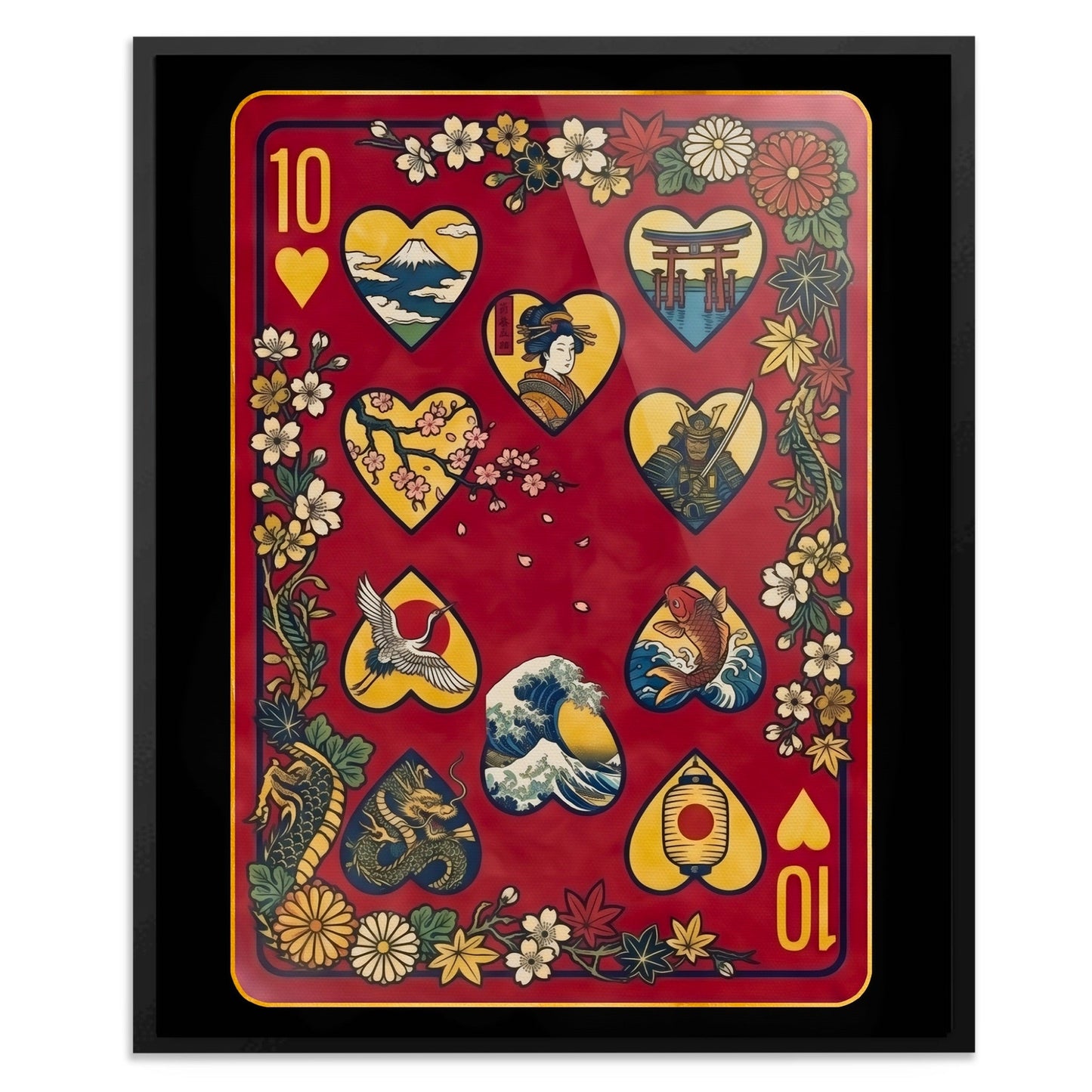 Samurai 10 Hearts Card