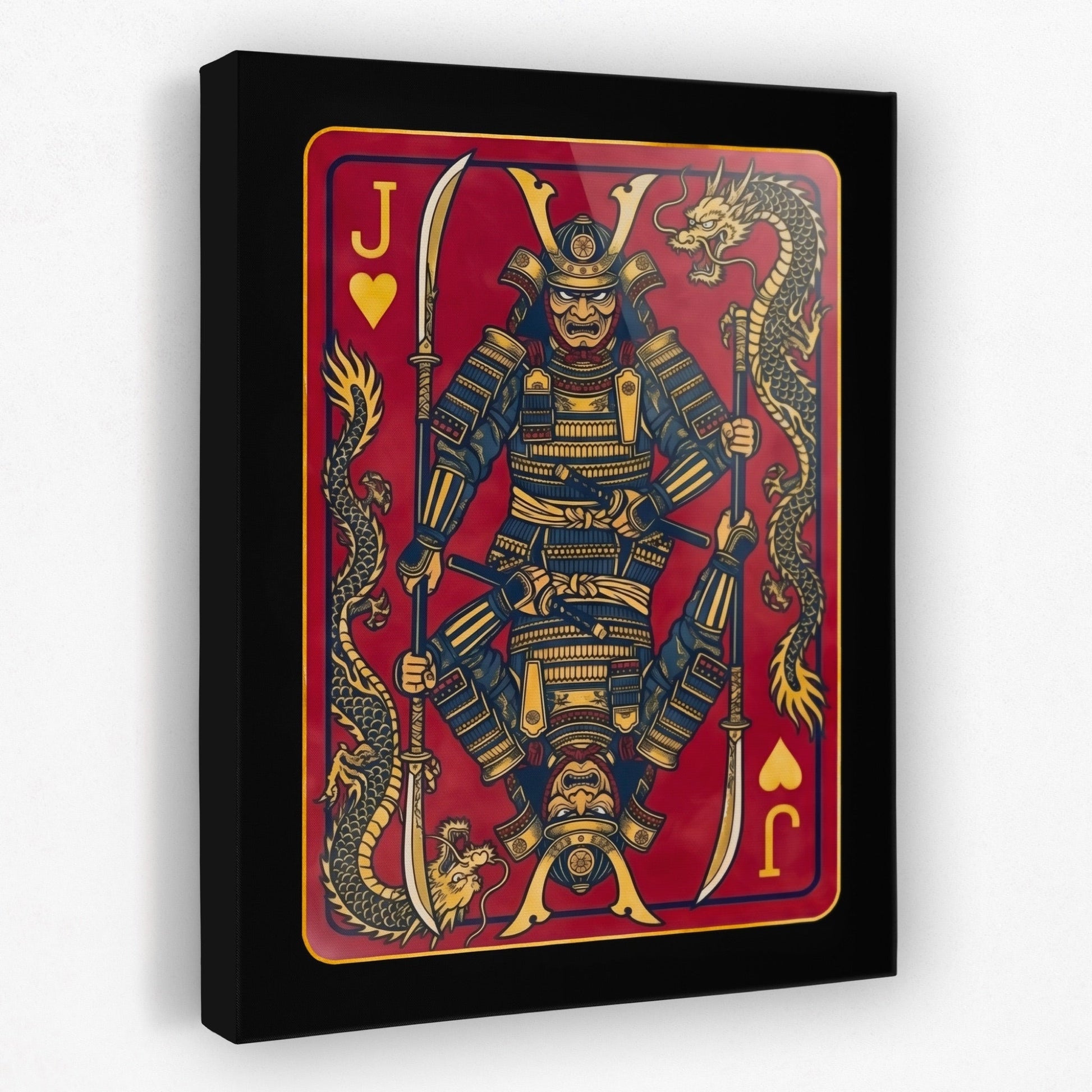 Samurai Poker Canvas Set - Hearts Royal Flush Jack card