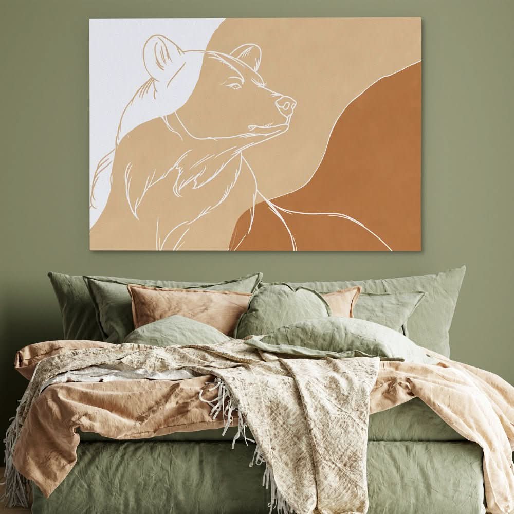 Sandy Bear - Minimalist Wall Art in Black Frame