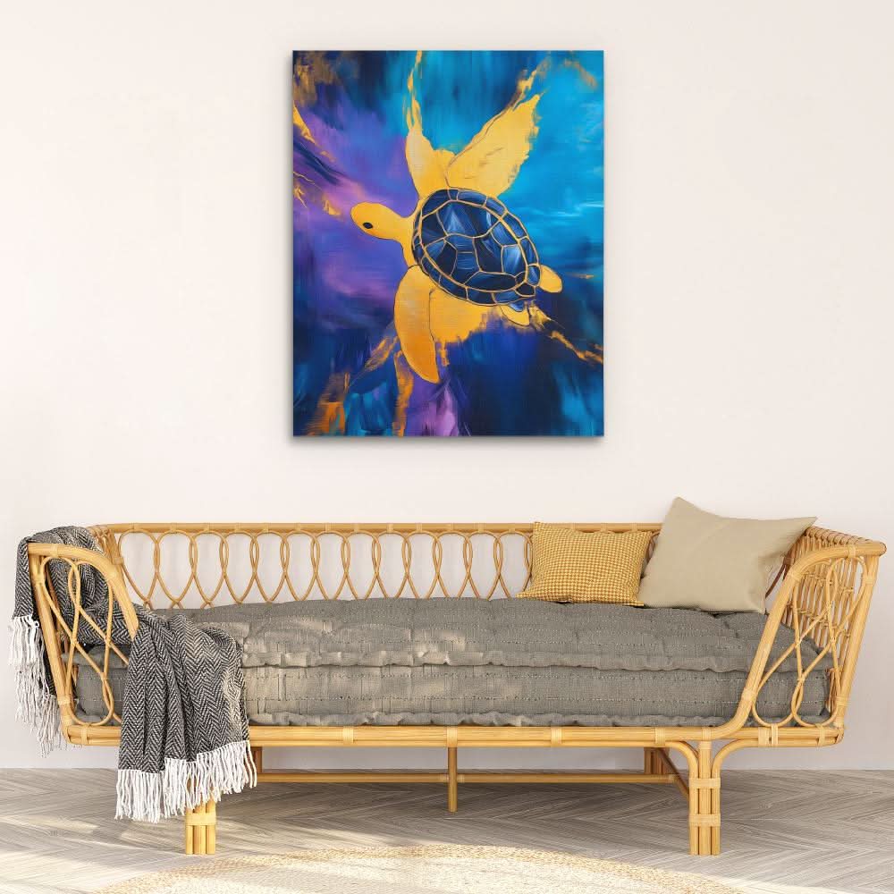 Sapphire Current - Coastal Wall Art in Black Frame
