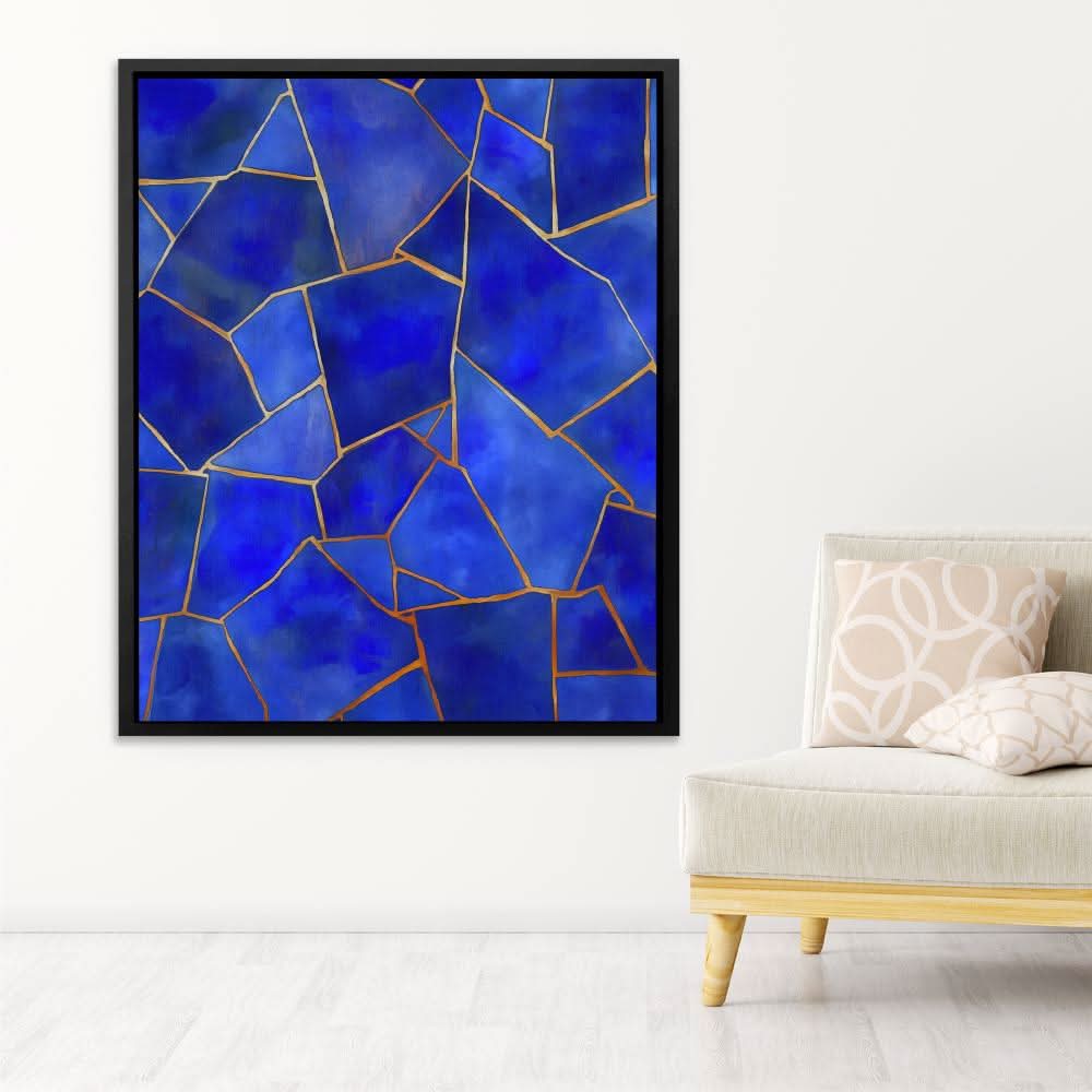 Sapphire Mosai - Abstract Wall Art in Black Frame