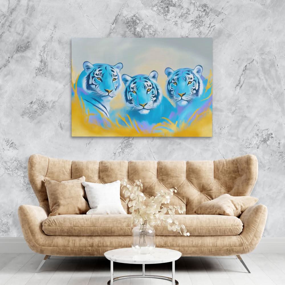 Sapphire Predators - Blue Wall Art for Home Office